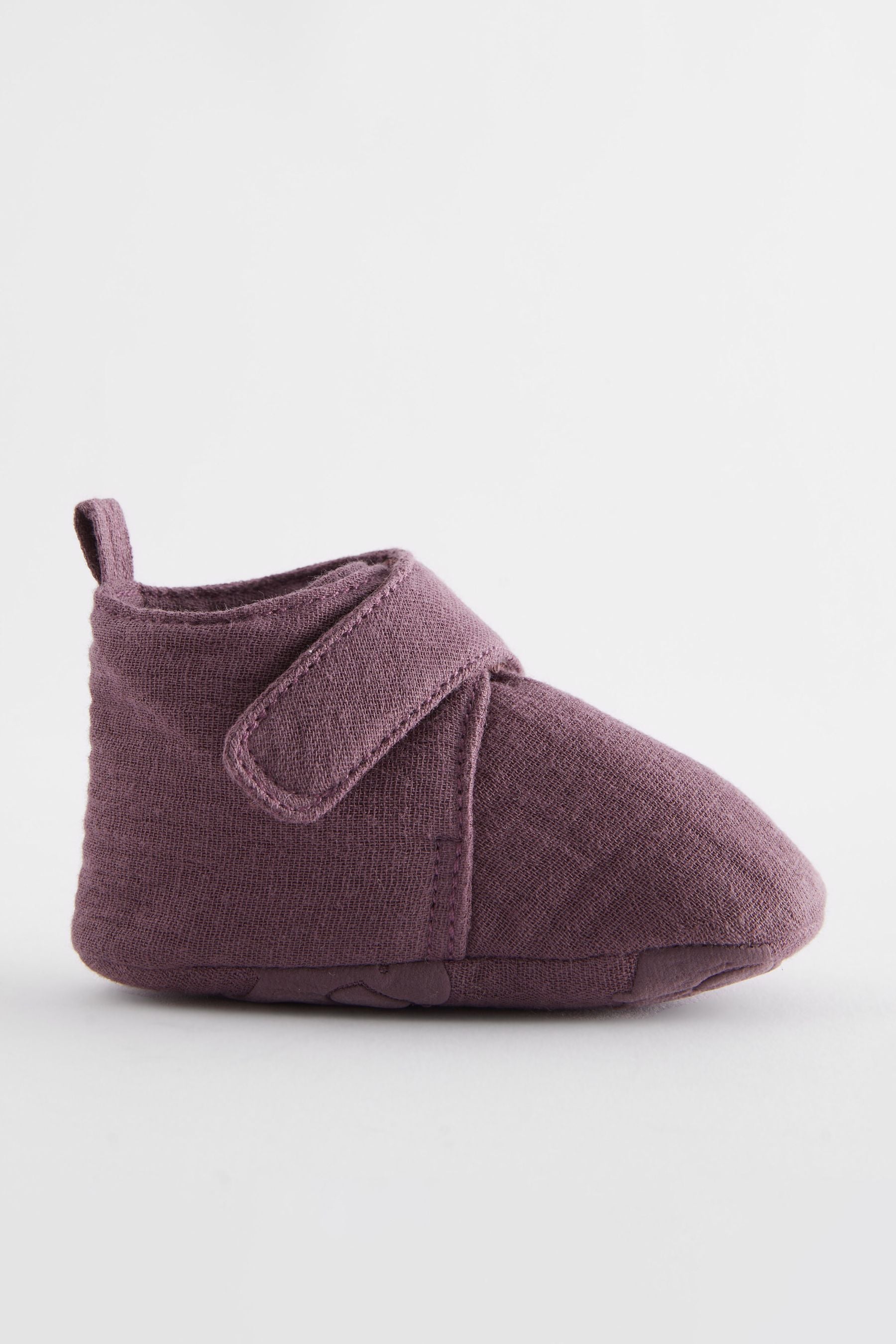 Mauve Purple Muslin Wrap Baby Boots (0-2mths)