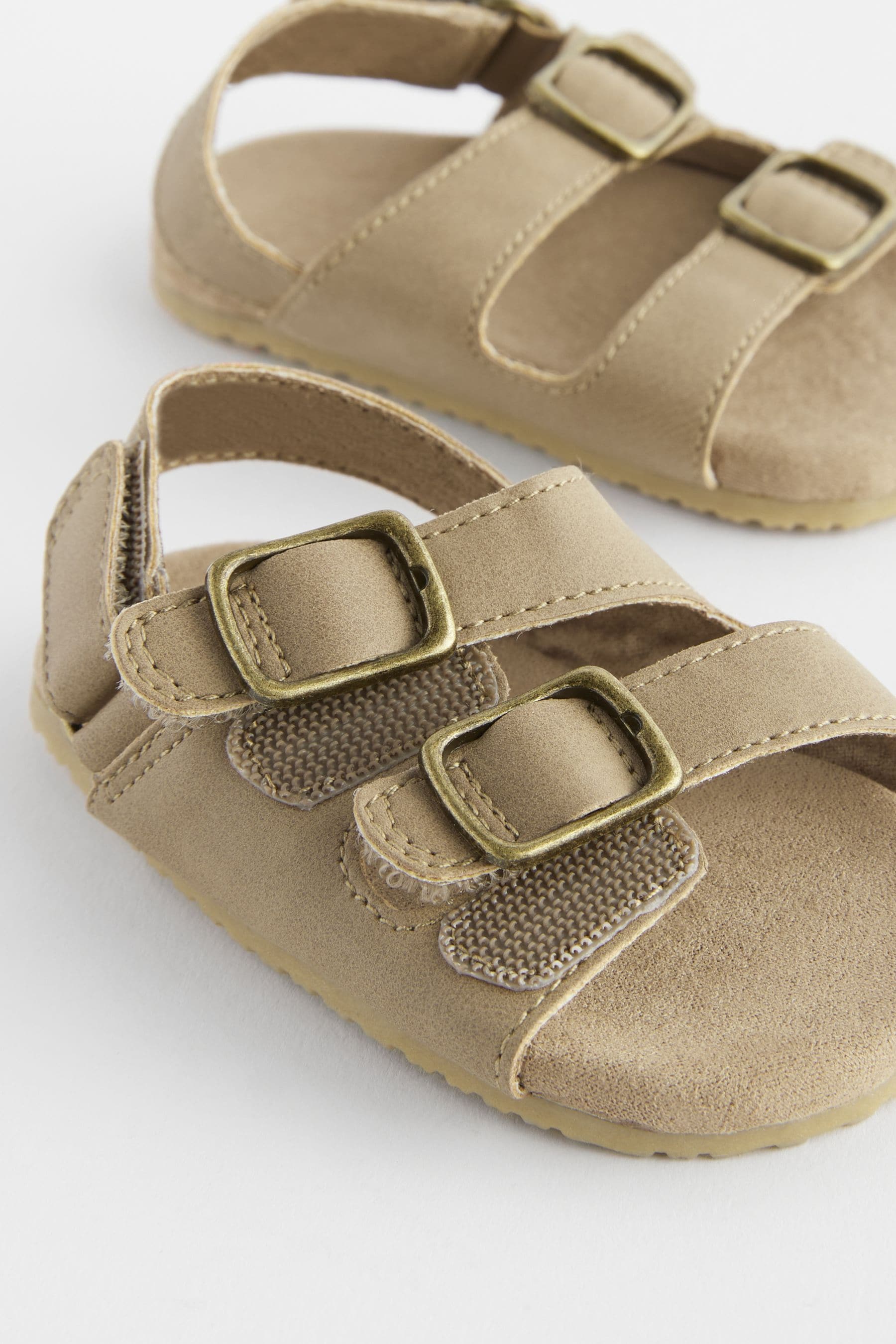 Stone Neutral Baby Double Touch Fastening Strap Corkbed Sandals (0-24mths)