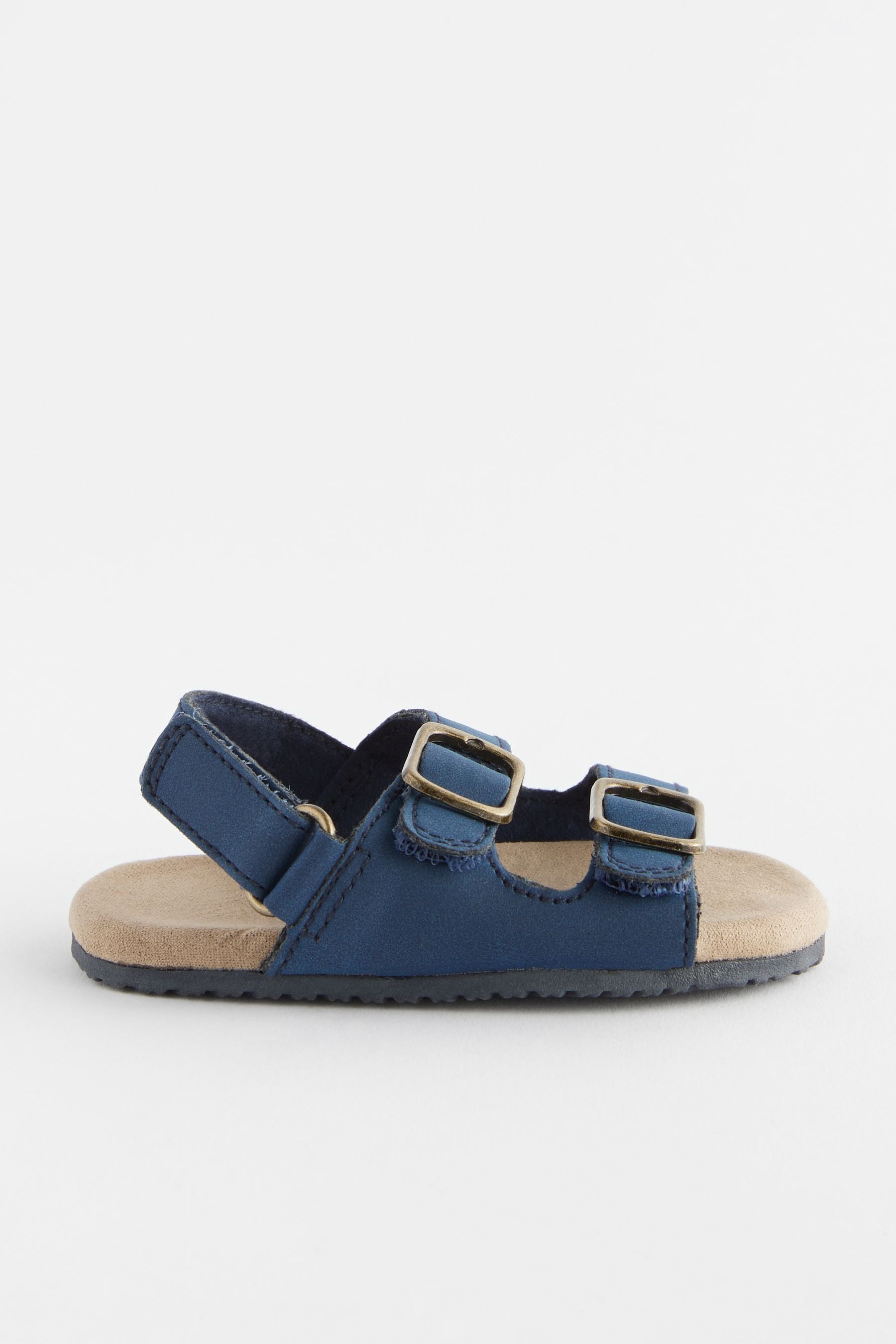 Navy Blue Baby Double Touch Fastening Strap Corkbed Sandals (0-24mths)