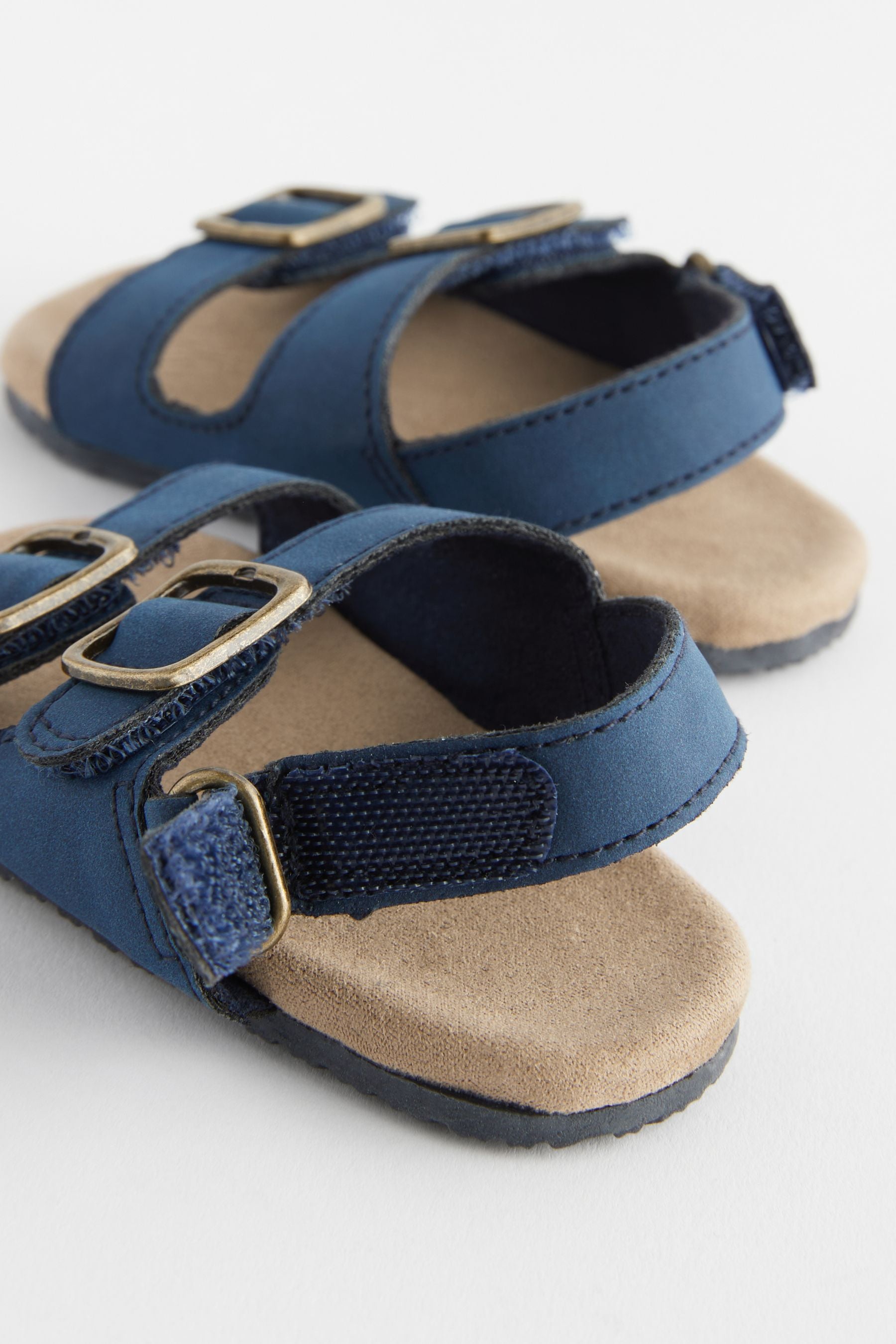 Navy Blue Baby Double Touch Fastening Strap Corkbed Sandals (0-24mths)