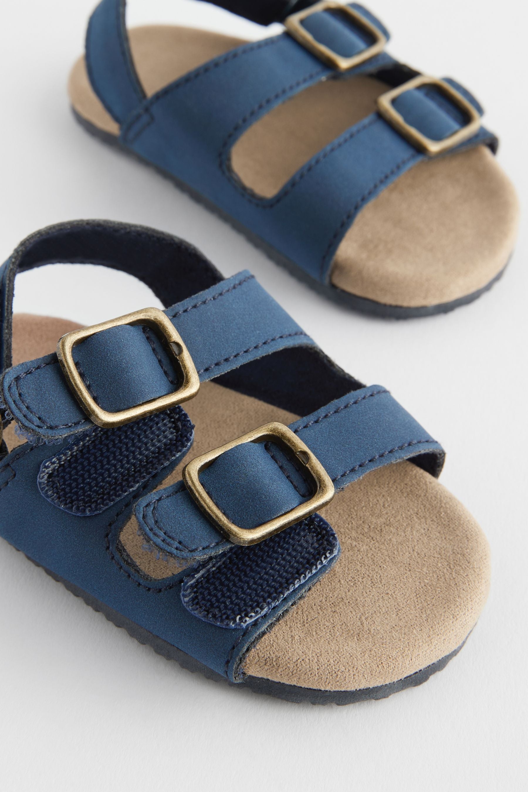 Navy Blue Baby Double Touch Fastening Strap Corkbed Sandals (0-24mths)