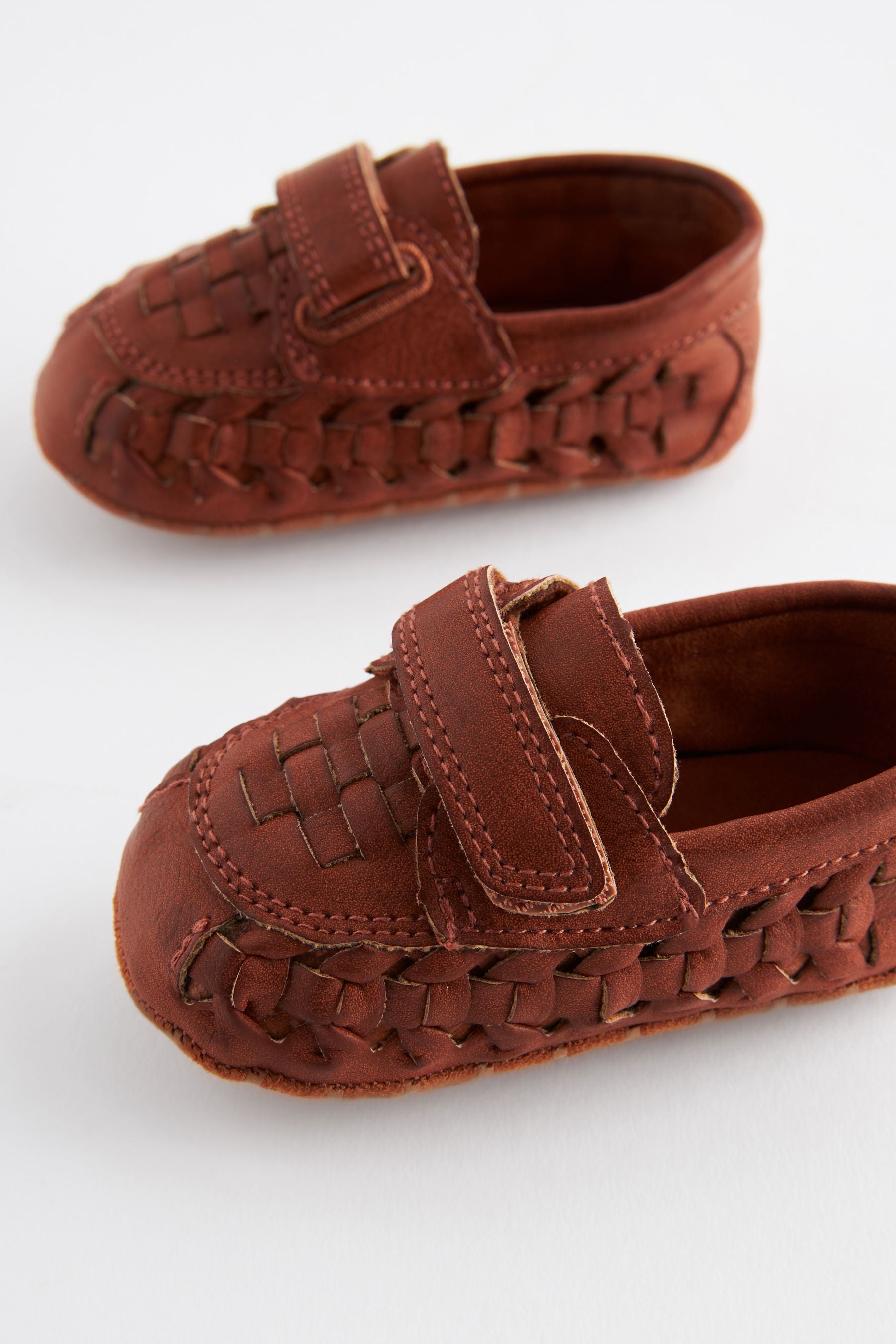 Tan Brown Woven Baby Loafers (0-24mths)