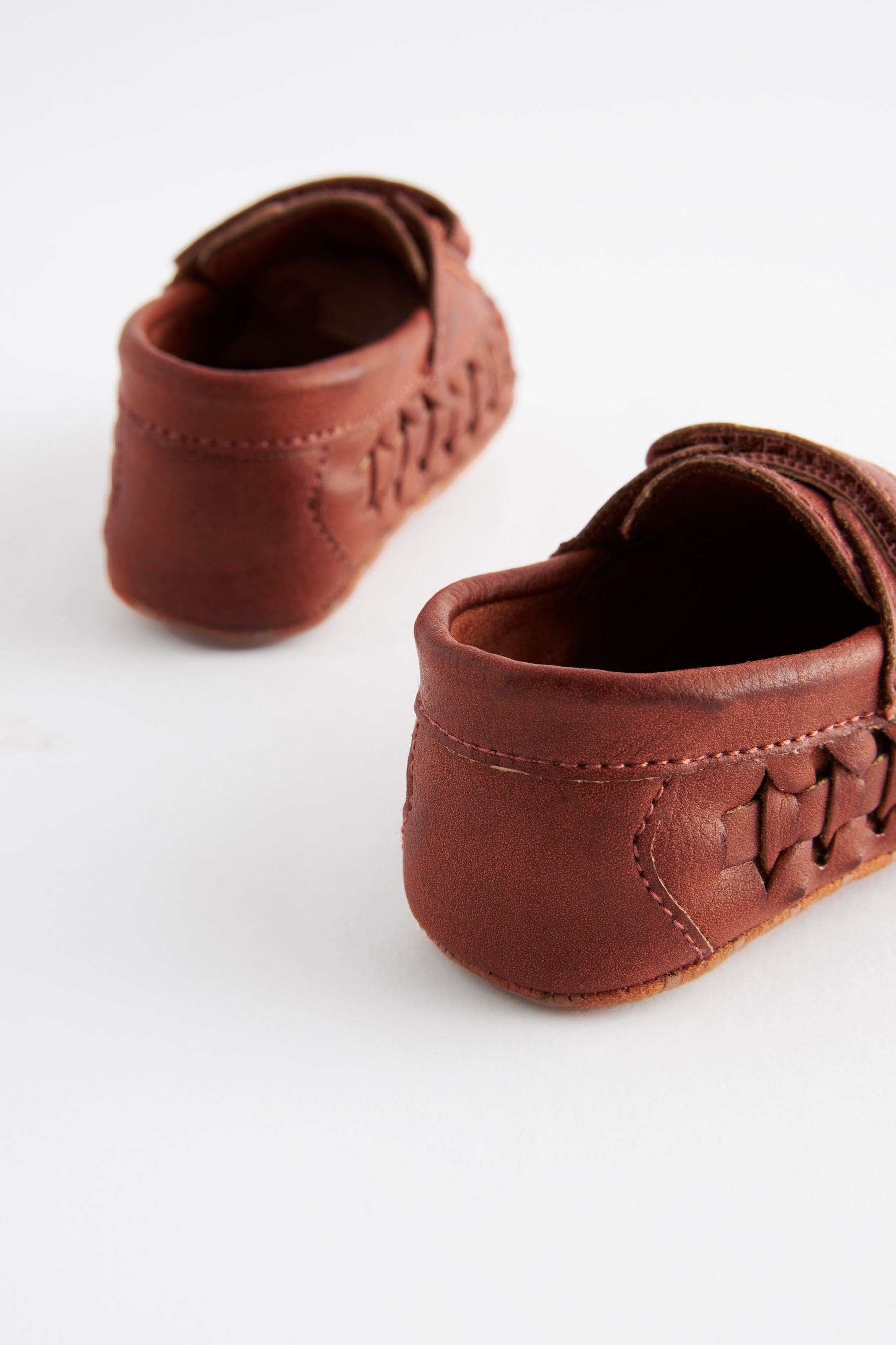 Tan Brown Woven Baby Loafers (0-24mths)