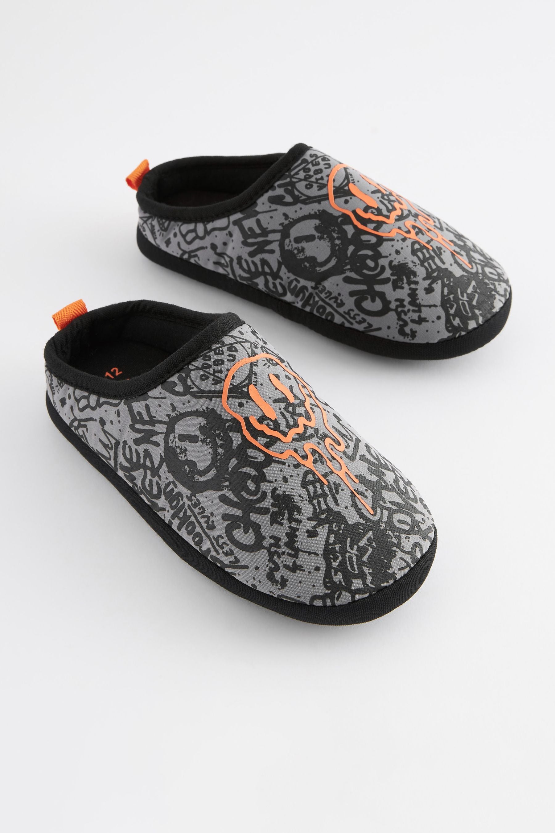 Grey Graffiti Sporty Mule Slippers