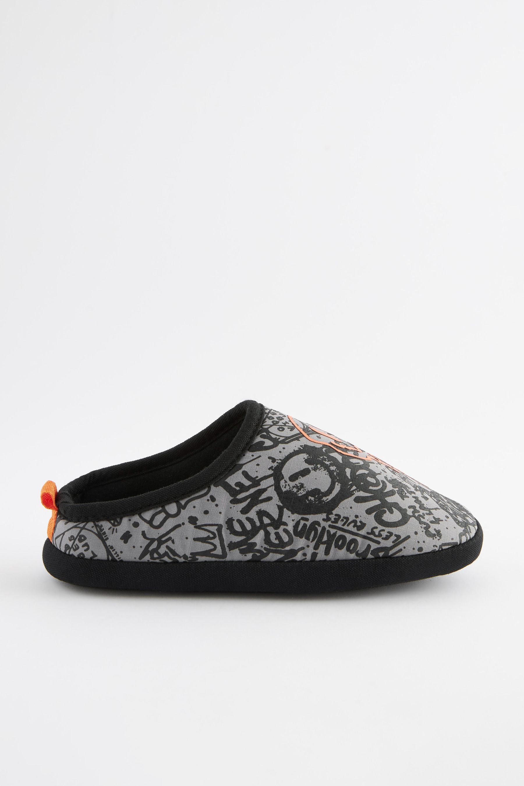 Grey Graffiti Sporty Mule Slippers