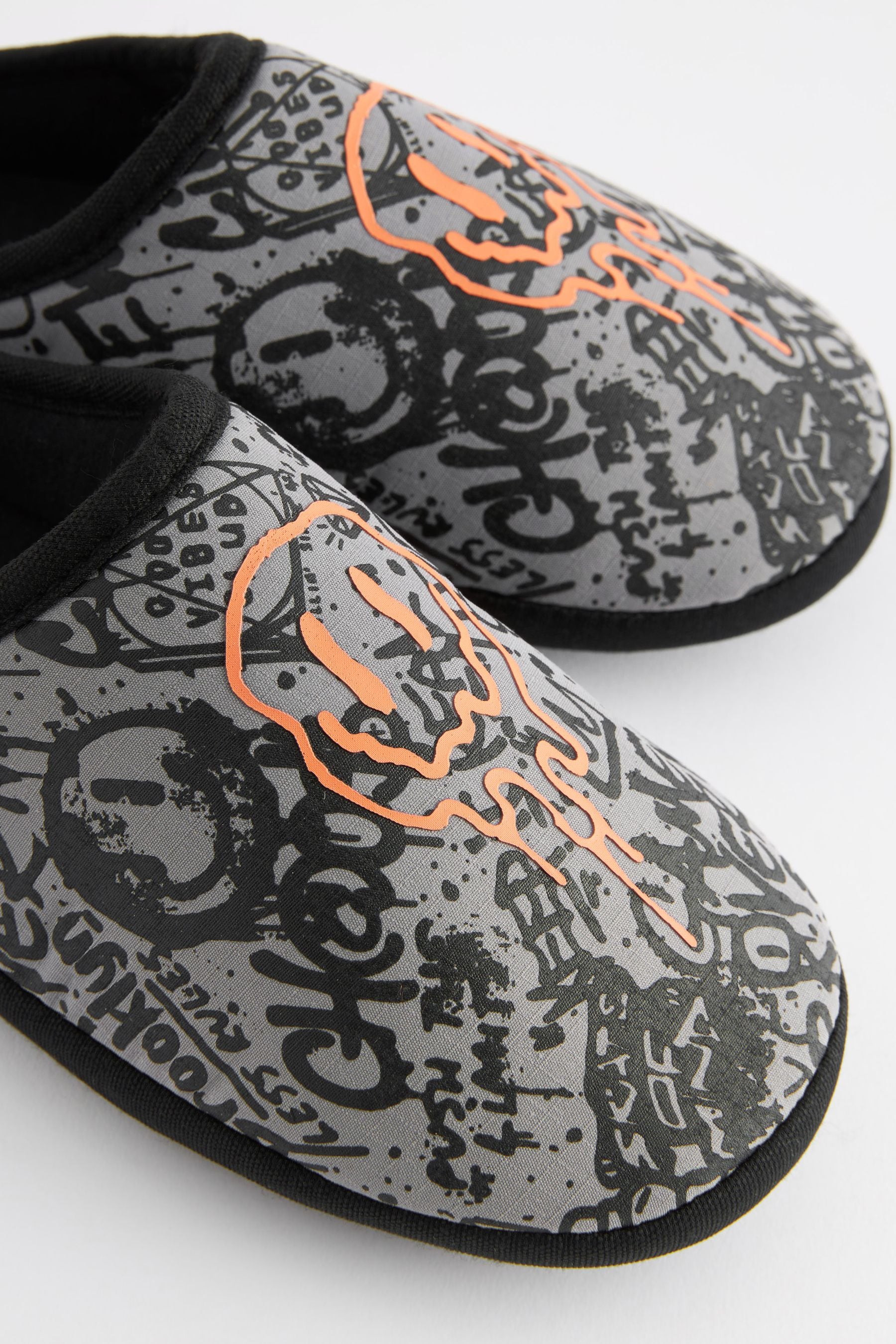 Grey Graffiti Sporty Mule Slippers