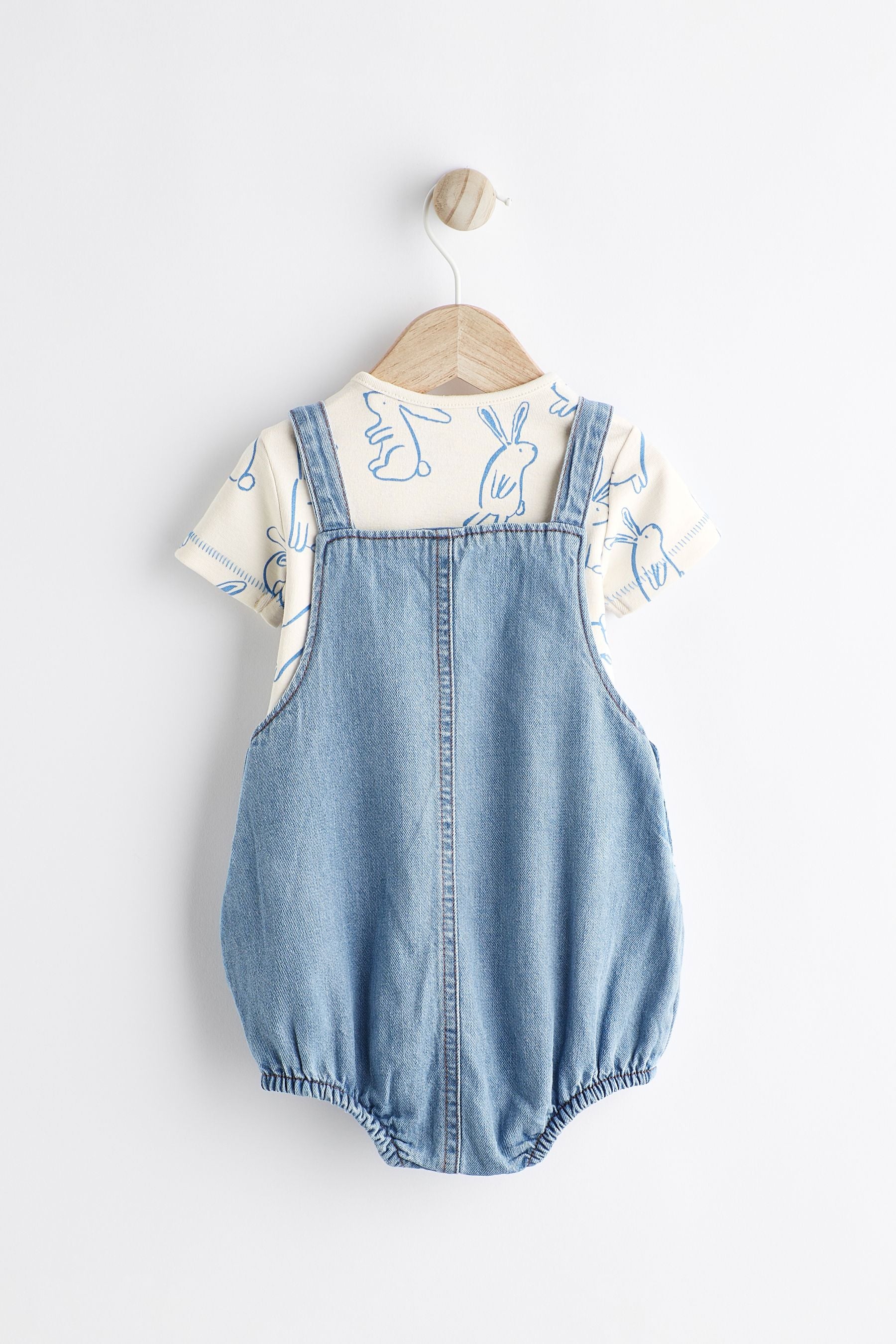 Denim Blue Dungarees And Bodysuit Baby Set (0mths-2yrs)