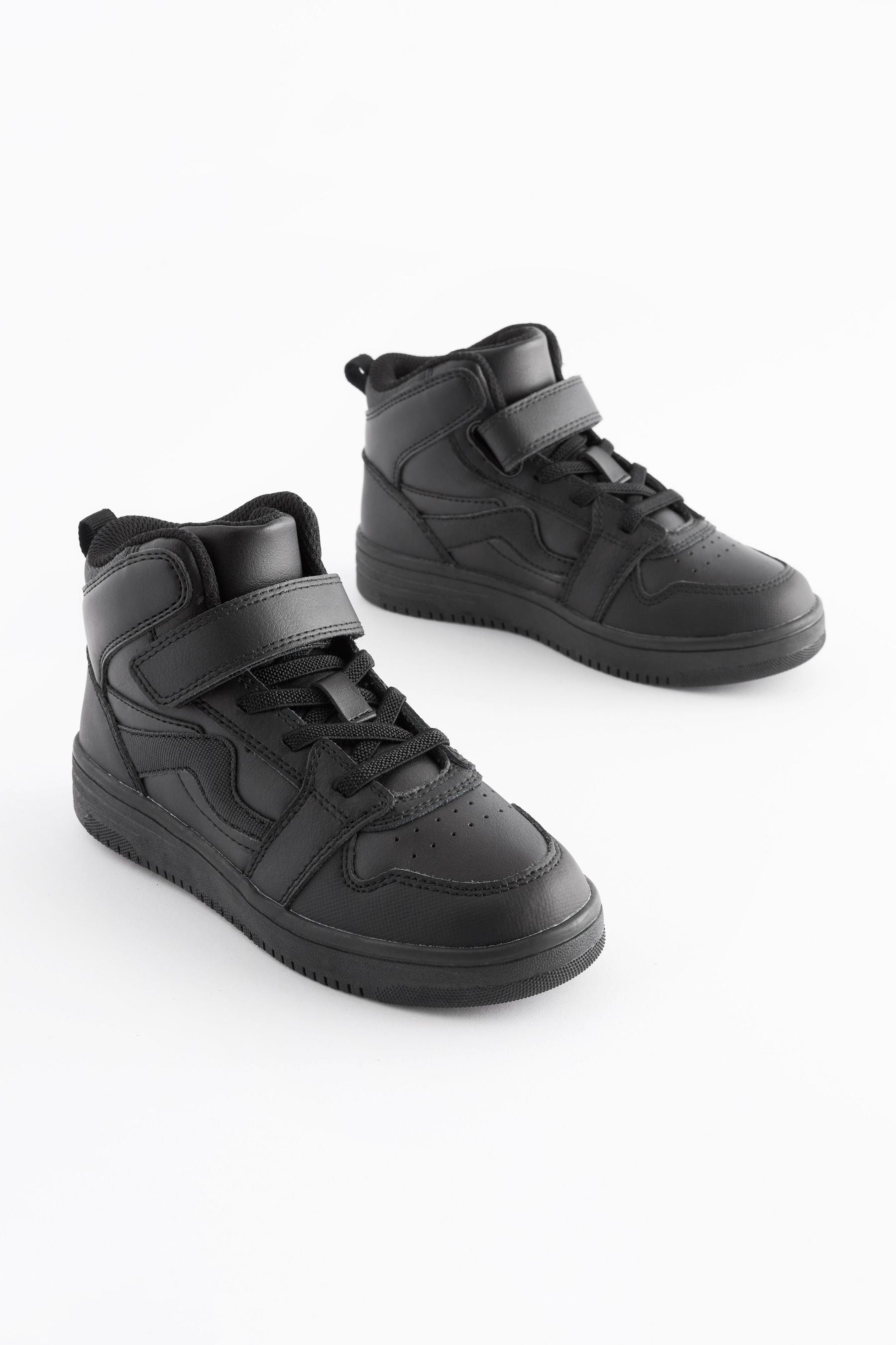 Black High Top Trainer School Shoes