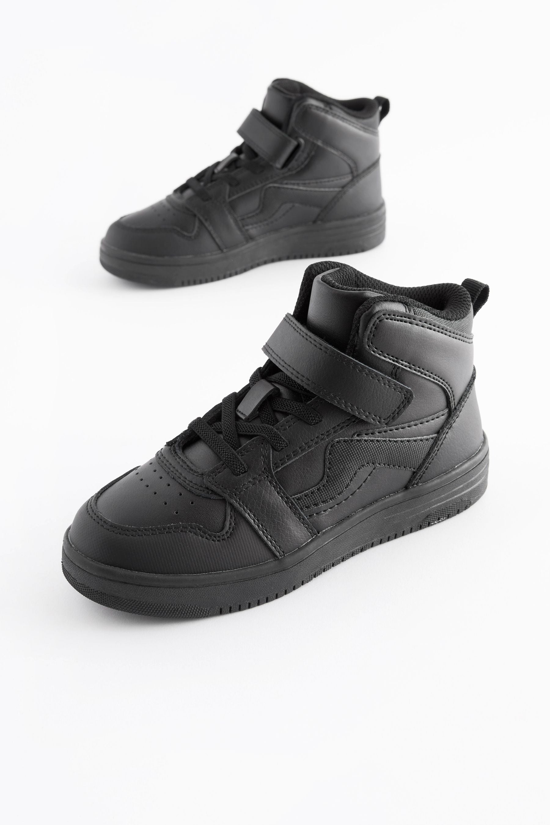 Black High Top Trainer School Shoes