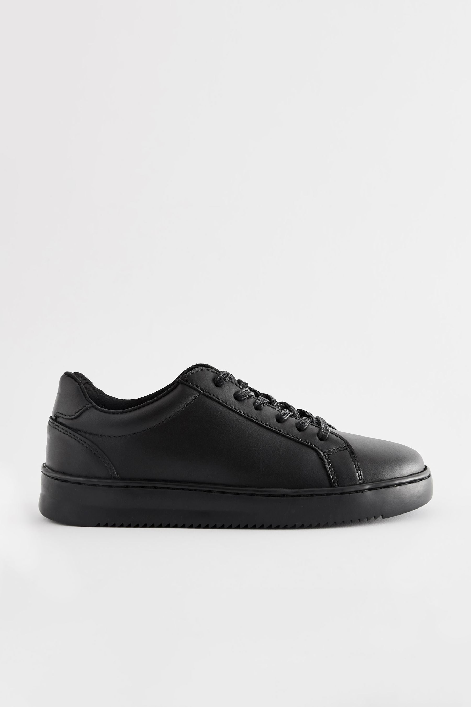 Black Leather Lace Up School Shoes