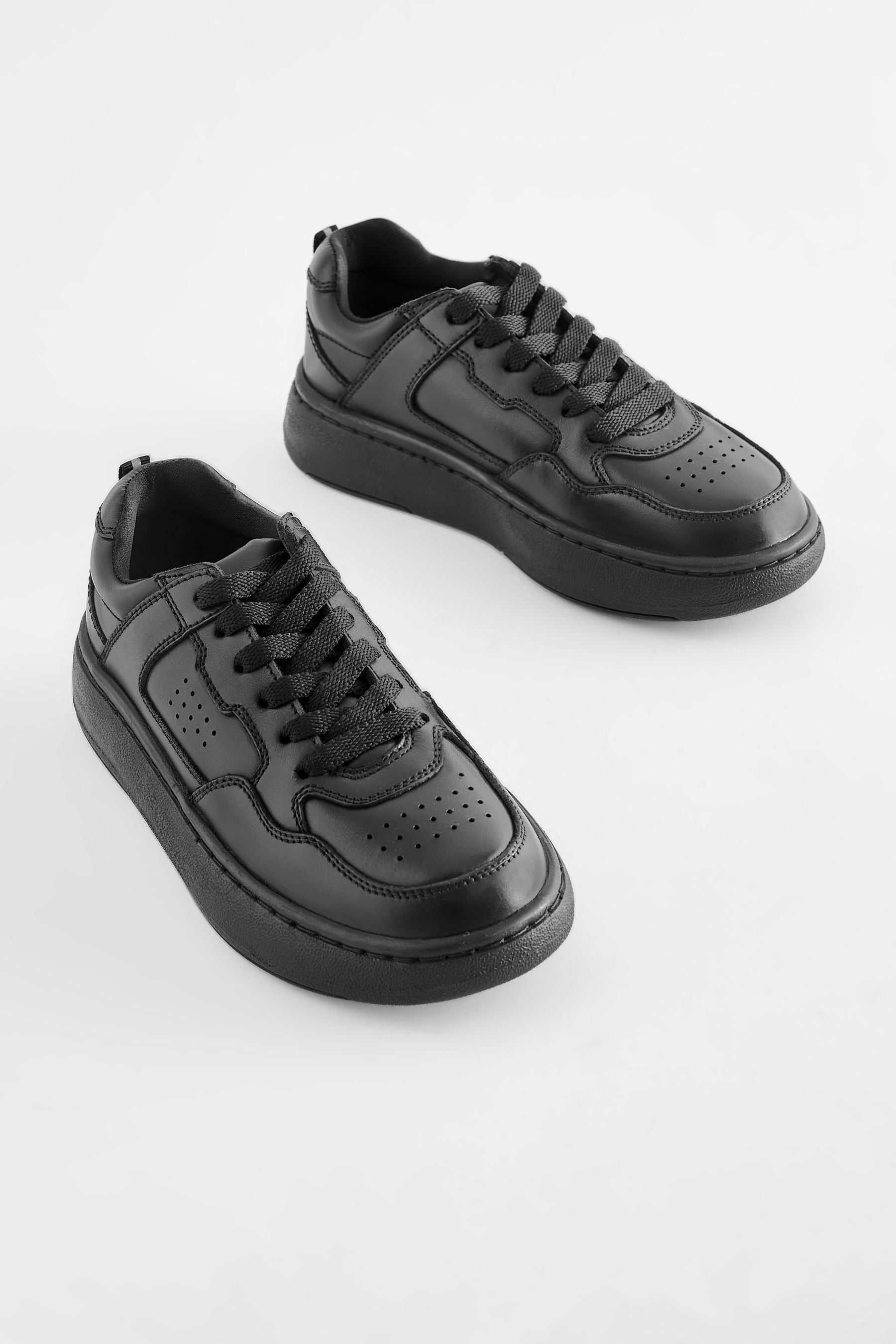 Black Standard Fit (F) School Leather Lace Up Shoes