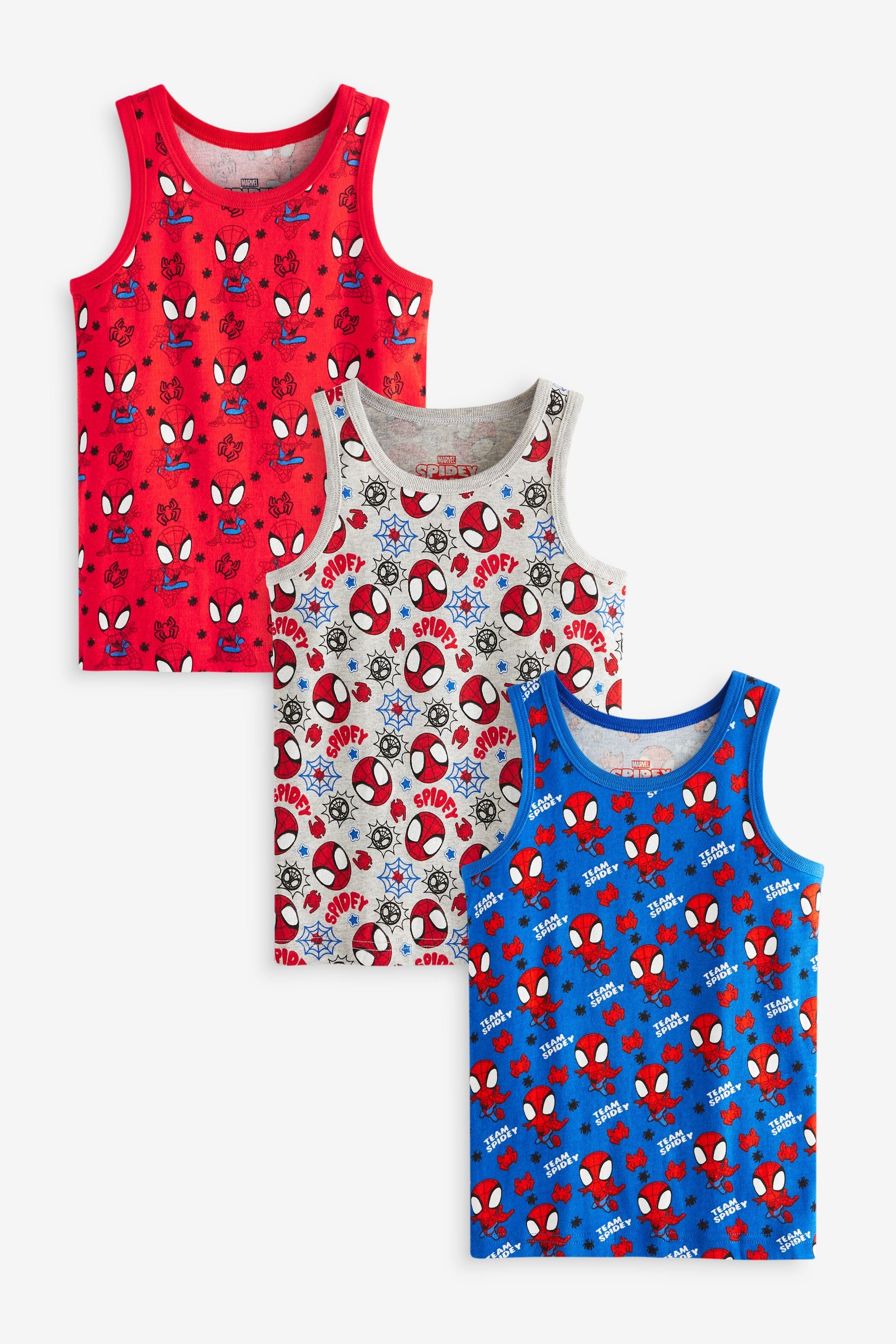 Spider-Man Red License 100% Cotton Vests 3 Pack (1.5-12yrs)