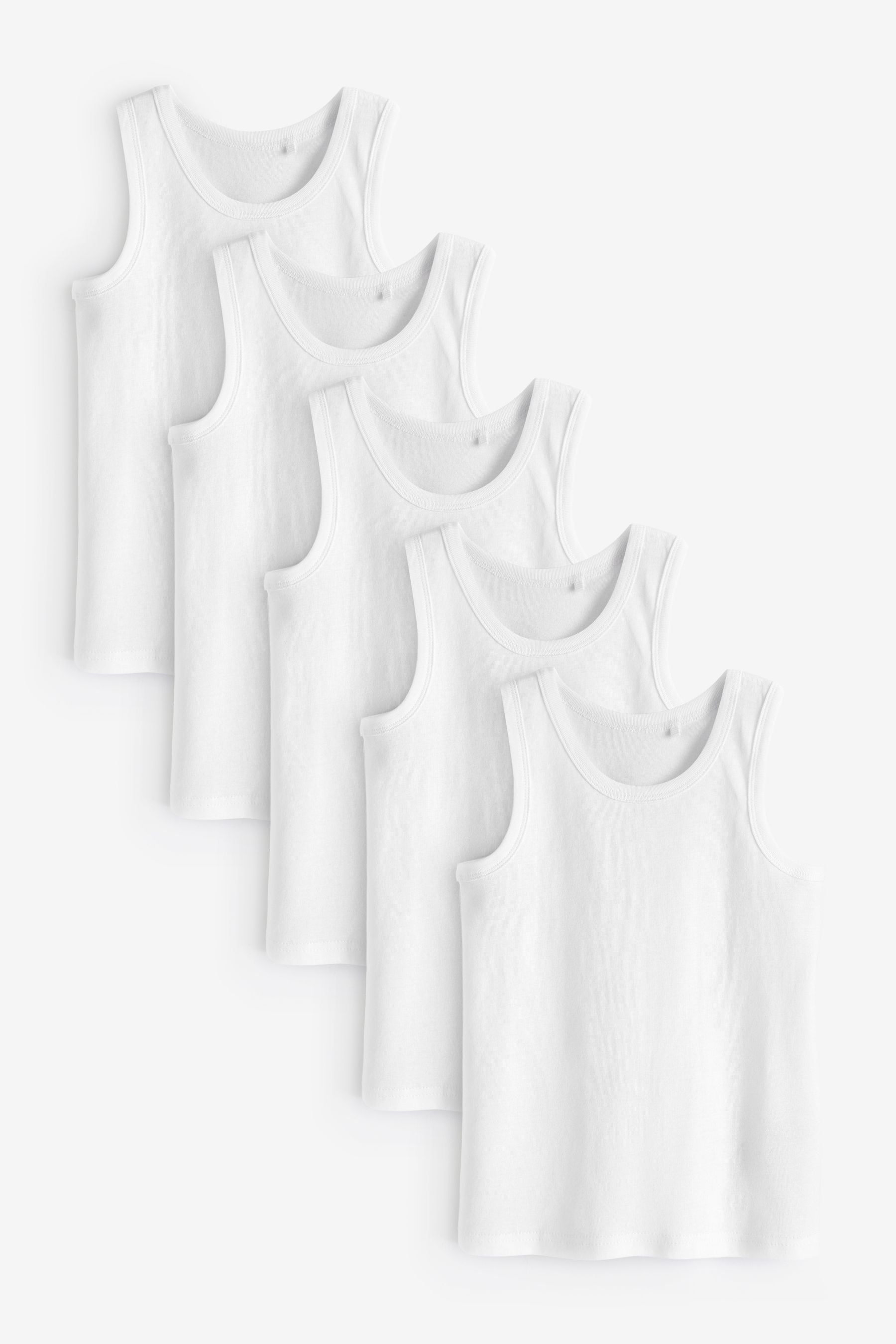 White Organic Cotton Vests 5 Pack (1.5-16yrs)