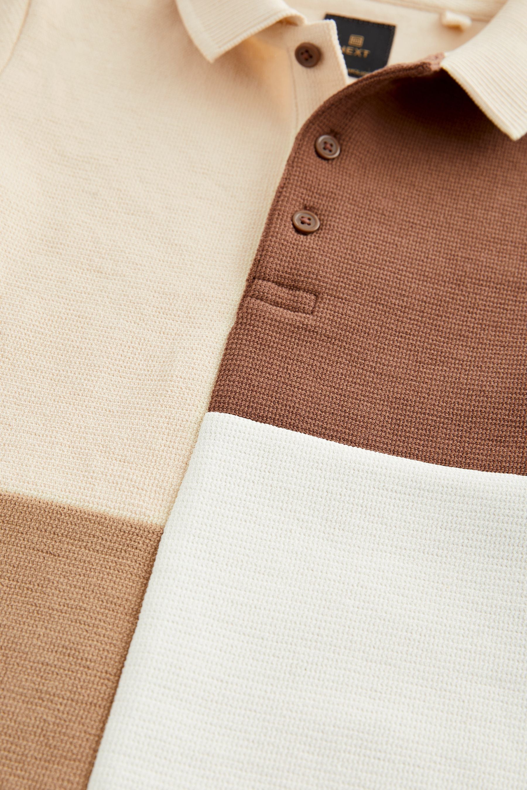 Tan Brown Colourblock Short Sleeve Polo Shirt (3-16yrs)