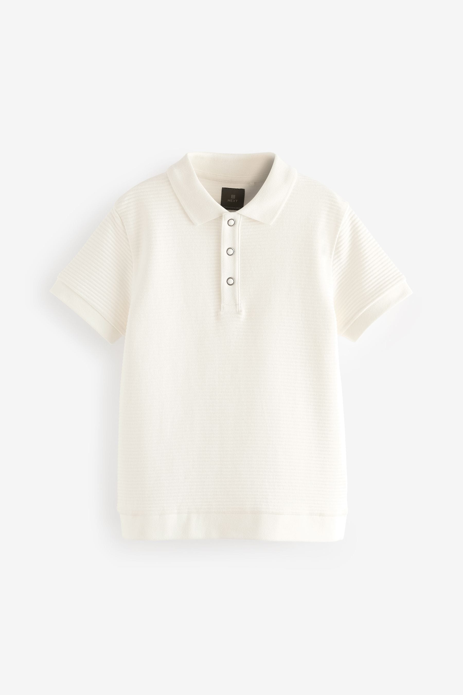 White Textured Short Sleeve Polo Shirt (3-16yrs)