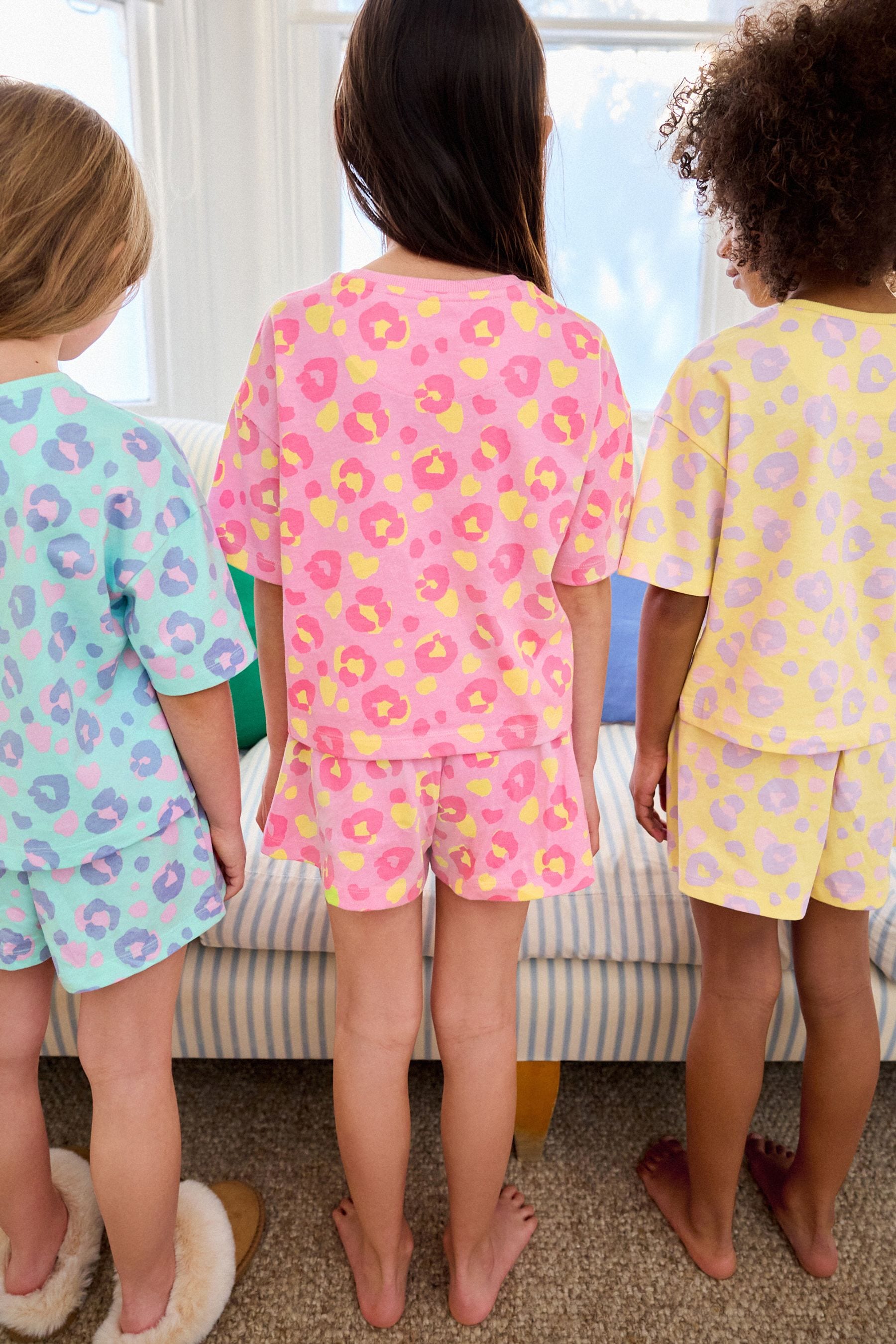 Pastel Leopard Print Short Pyjamas 3 Pack (9mths-16yrs)