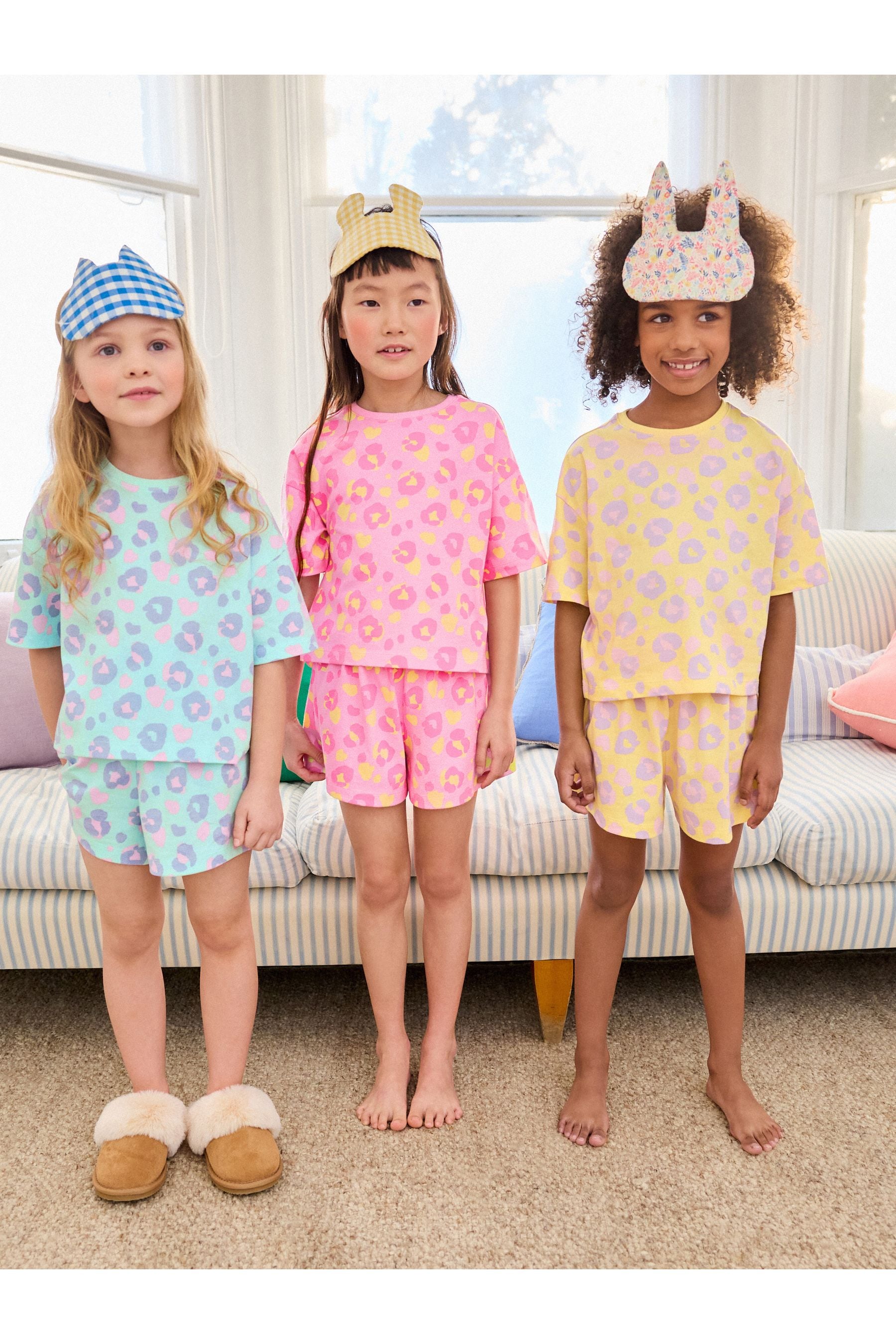 Pastel Leopard Print Short Pyjamas 3 Pack (9mths-16yrs)