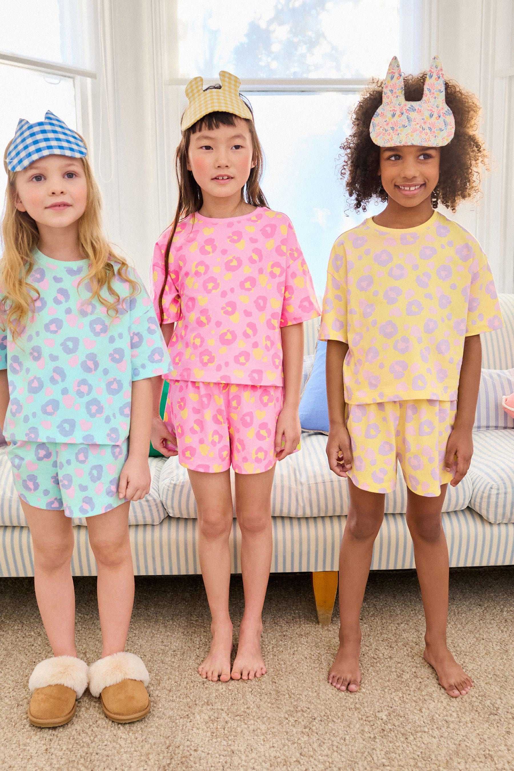 Pastel Leopard Print Short 100% Cotton Pyjamas 3 Pack (3-16yrs)