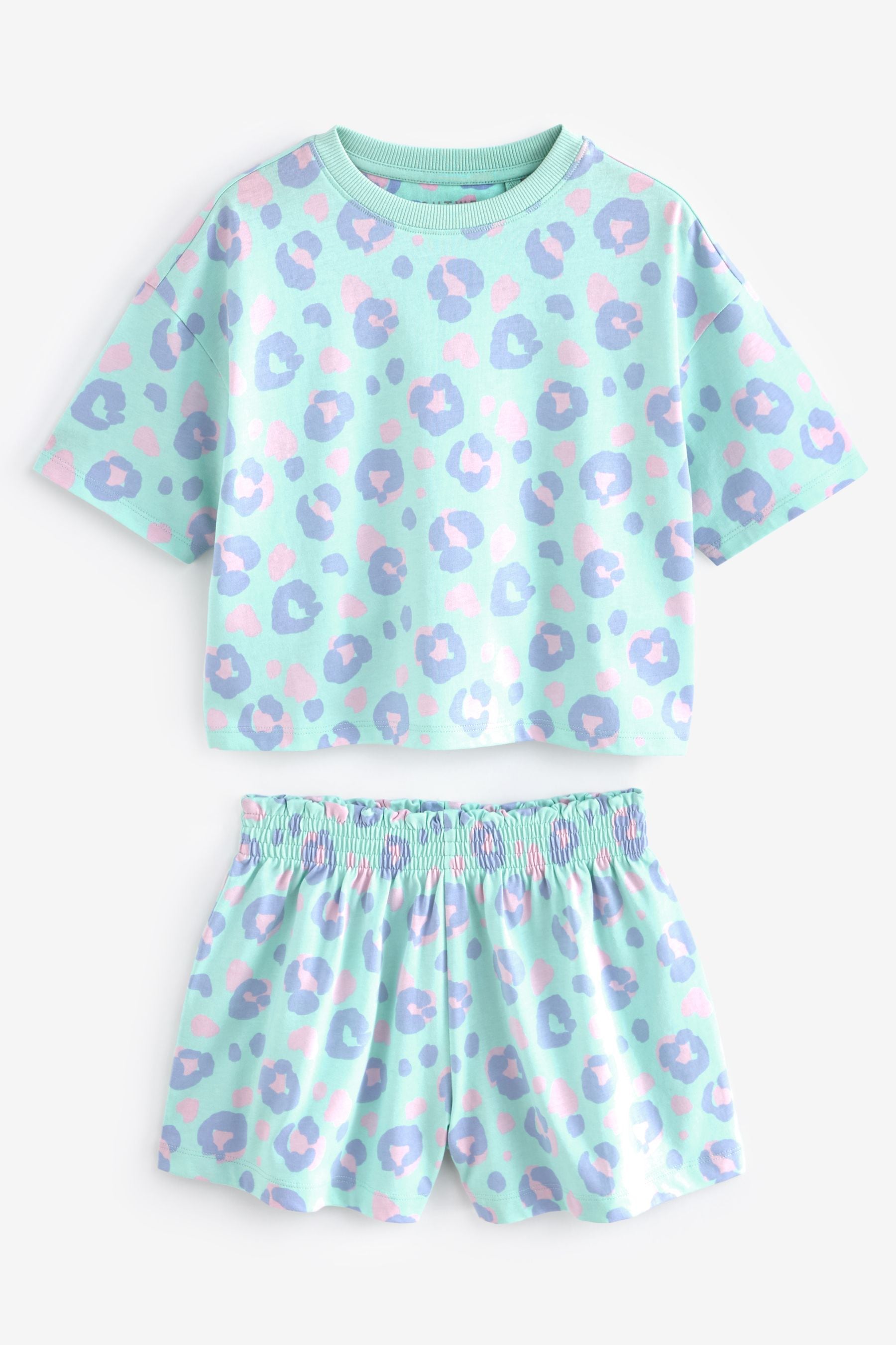 Pastel Leopard Print Short 100% Cotton Pyjamas 3 Pack (3-16yrs)