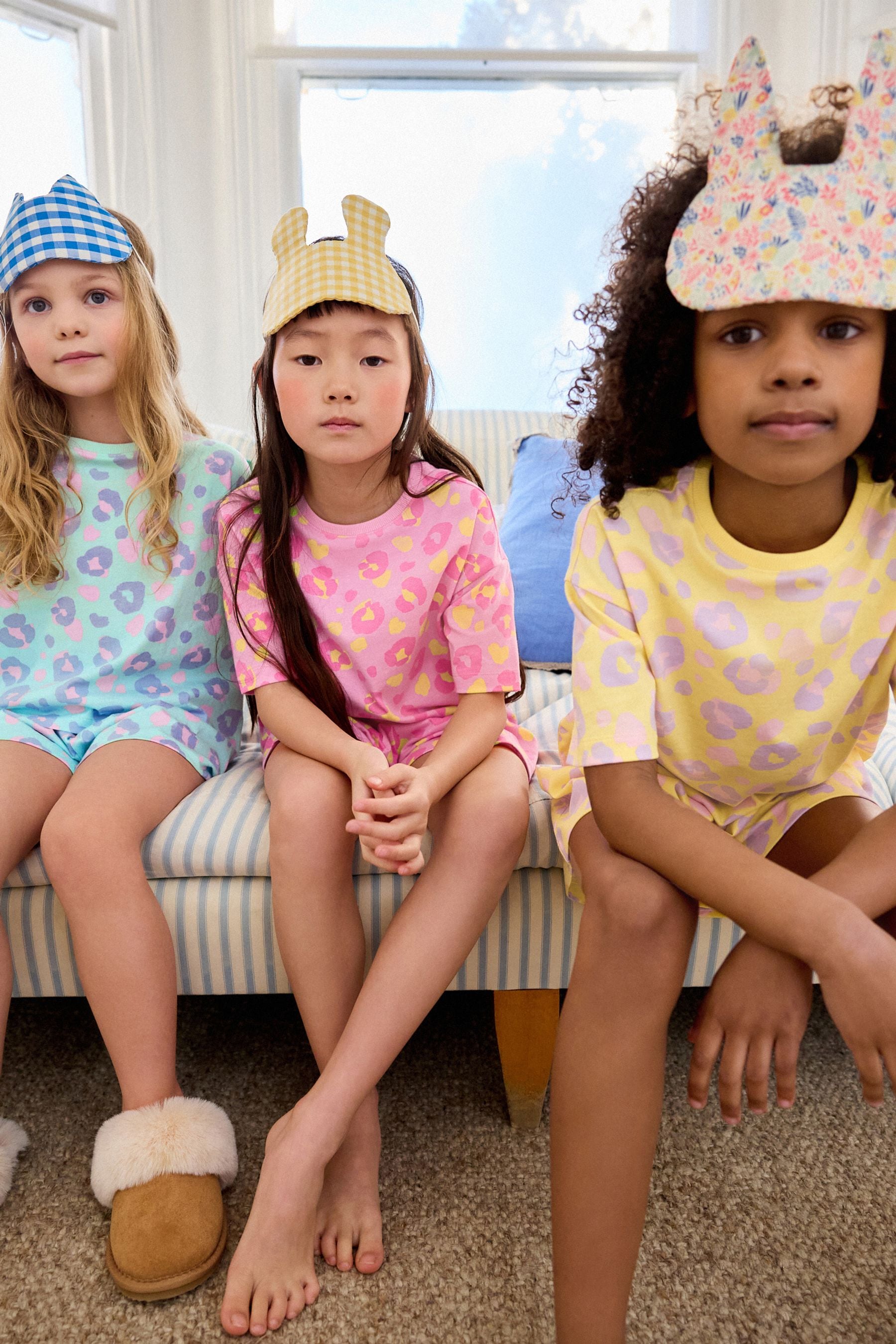 Pastel Leopard Print Short 100% Cotton Pyjamas 3 Pack (3-16yrs)