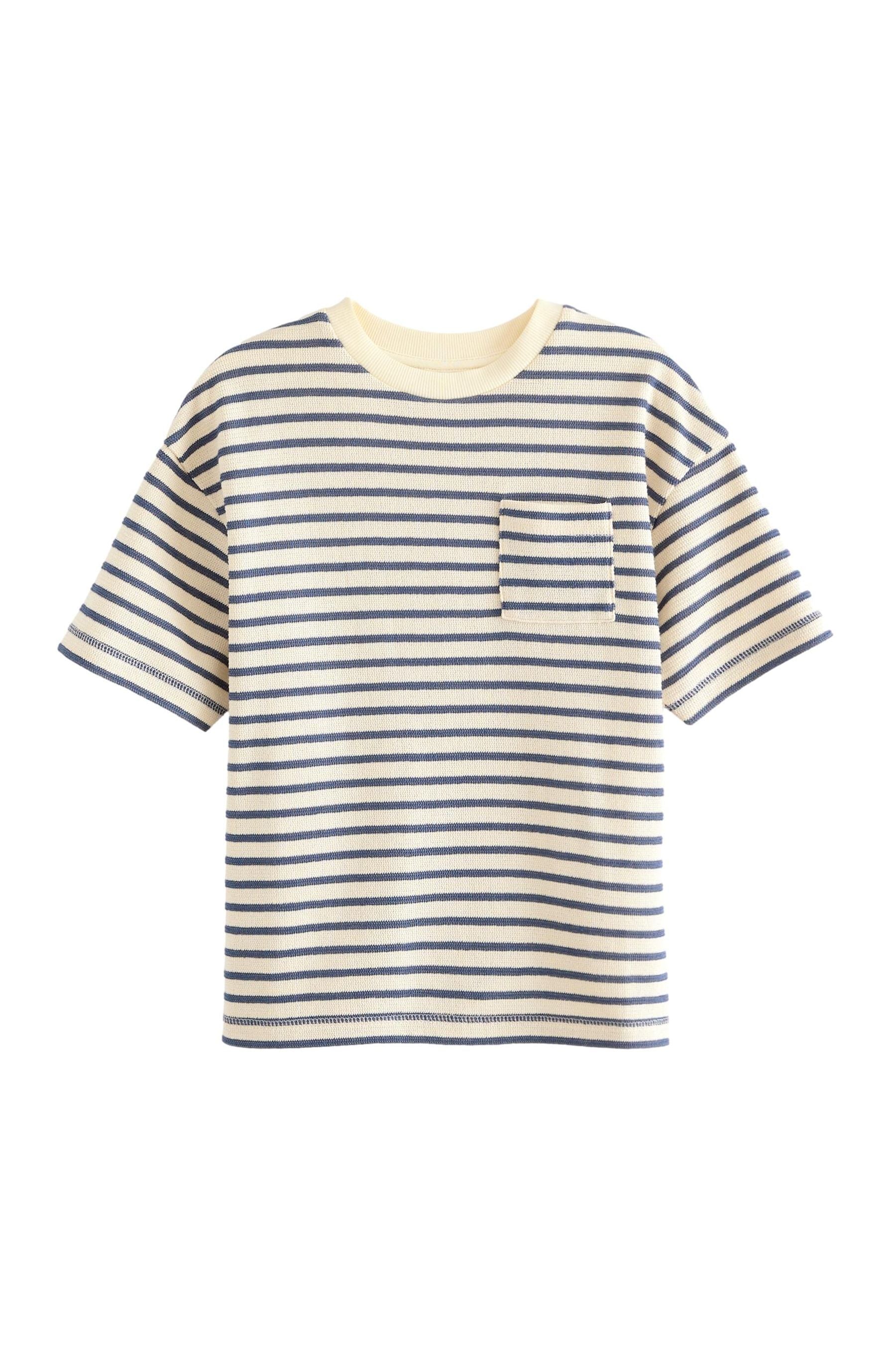 Ecru/Navy Stripe Relax Fit Textured T-Shirt (3-16yrs)