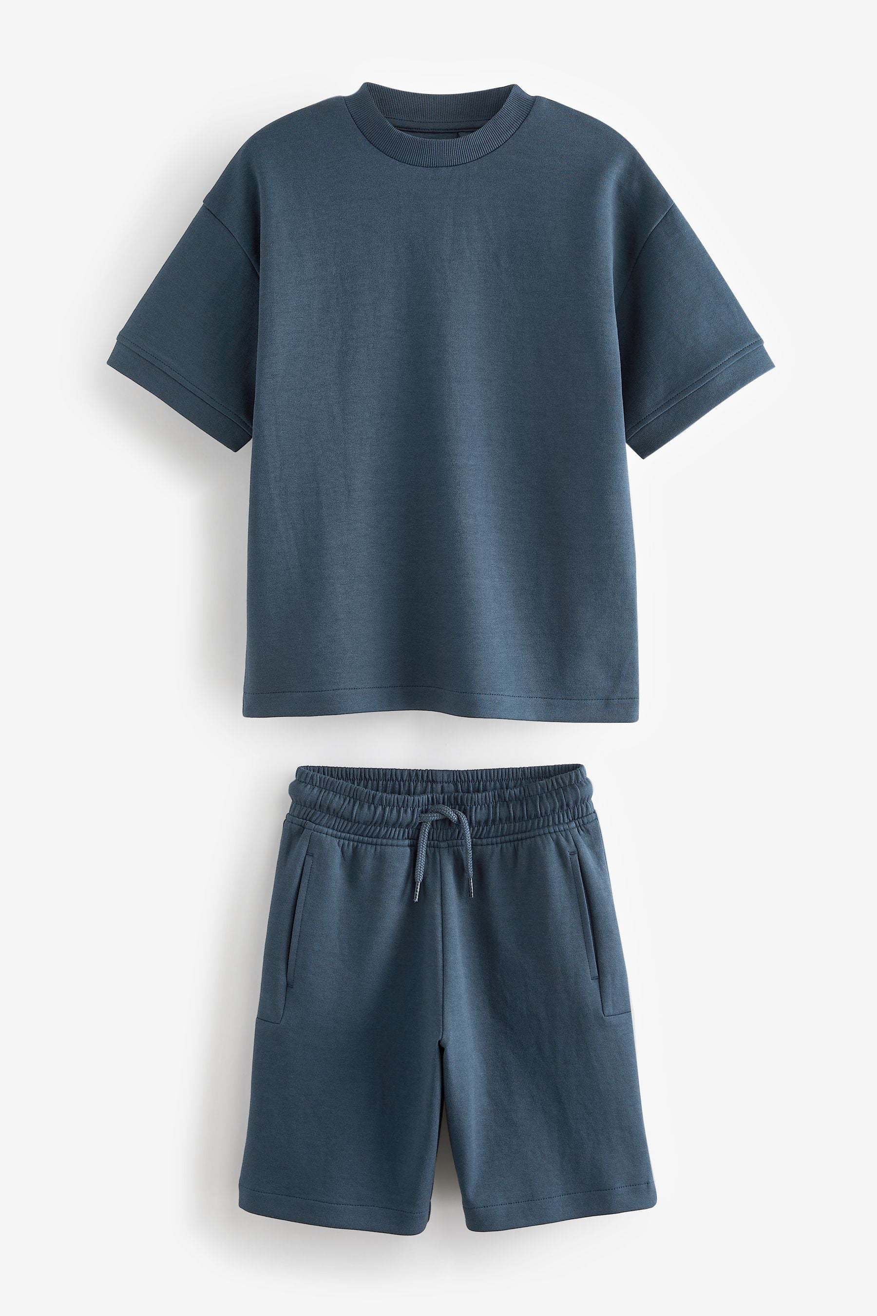 Navy Blue Relax Fit Heavyweight T-Shirt and Shorts Set (3-16yrs)