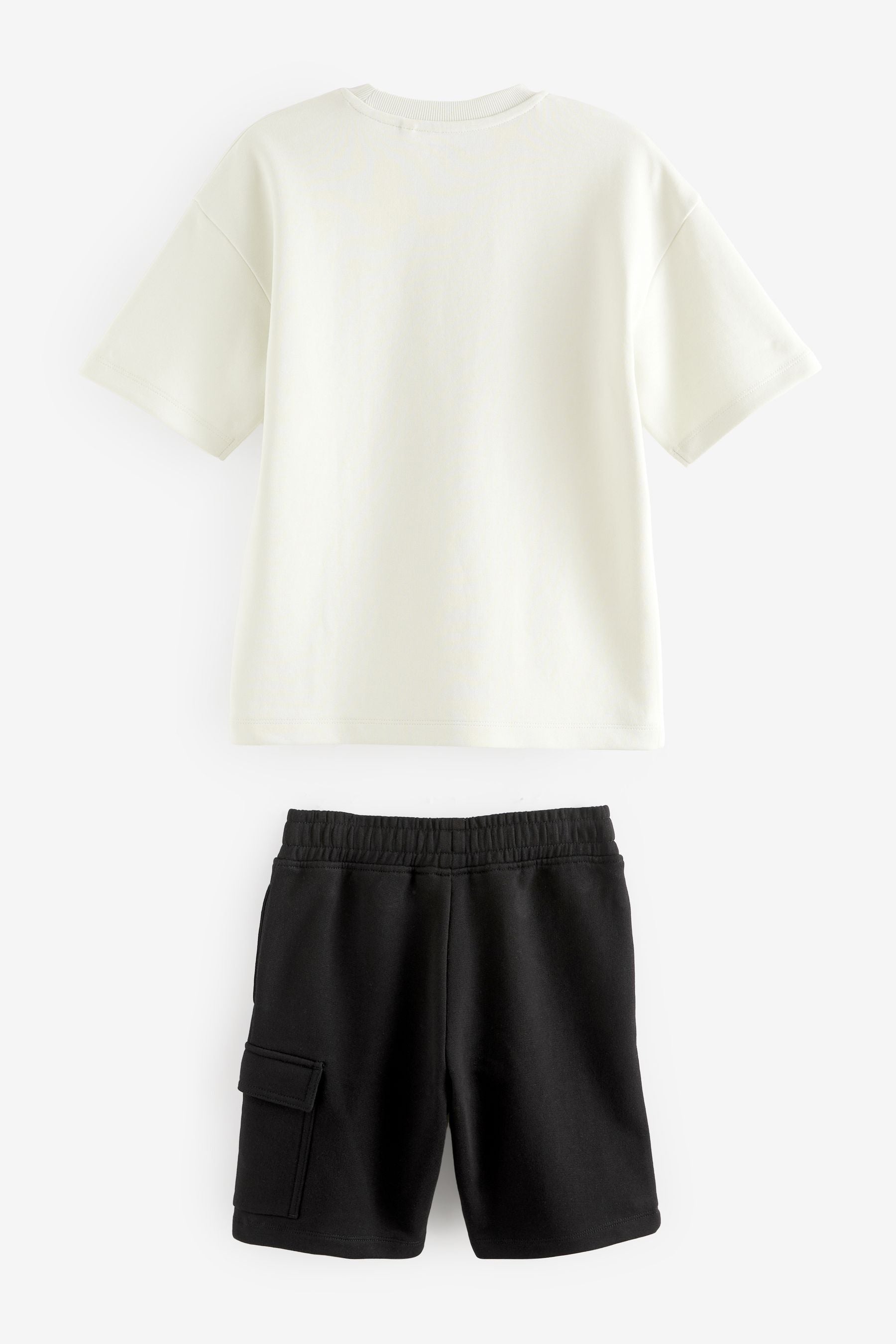 White/Black Subscribe Graphic Top and Shorts Set (3-16yrs)