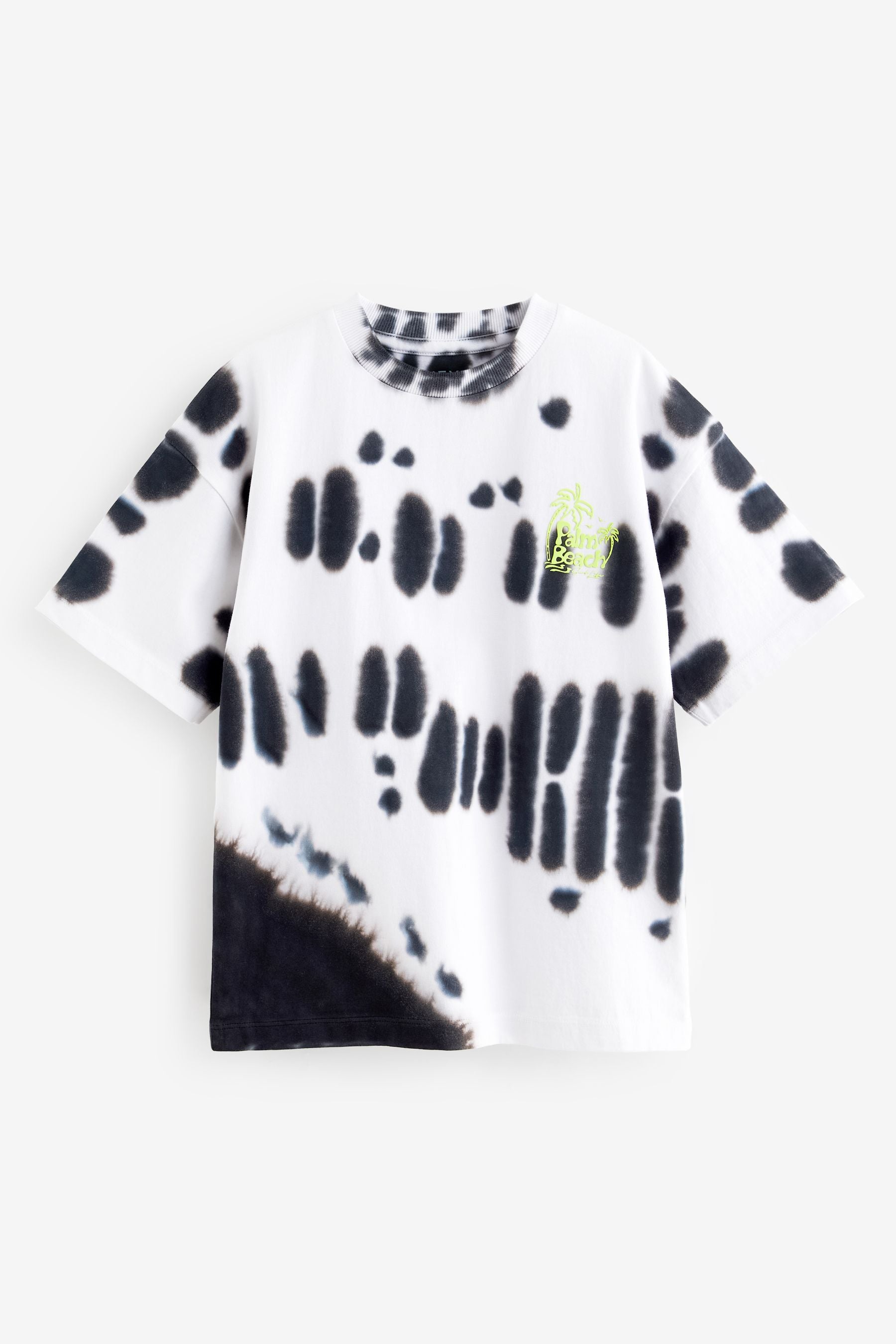 Black/White Relaxed Fit Tie-Dye Short Sleeve 100% Cotton T-Shirt (3-16yrs)