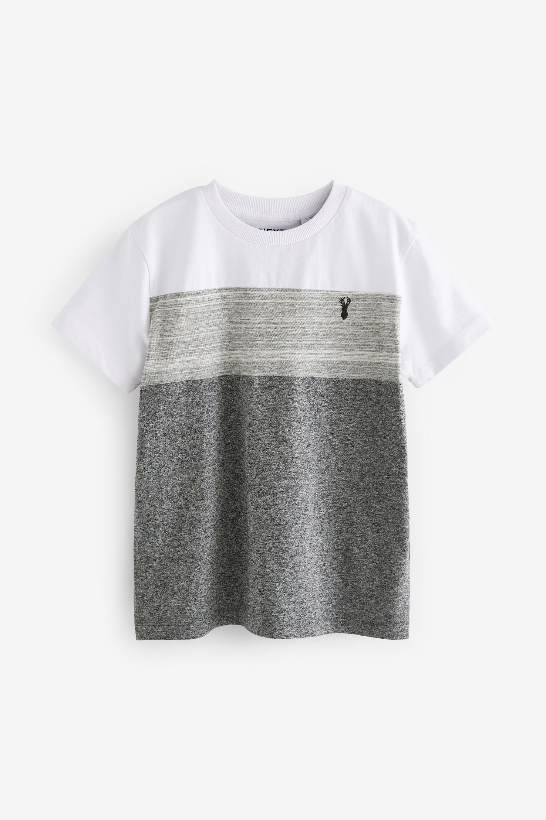 Grey Colourblock Short Sleeve 100% Cotton T-Shirt (3-16yrs)