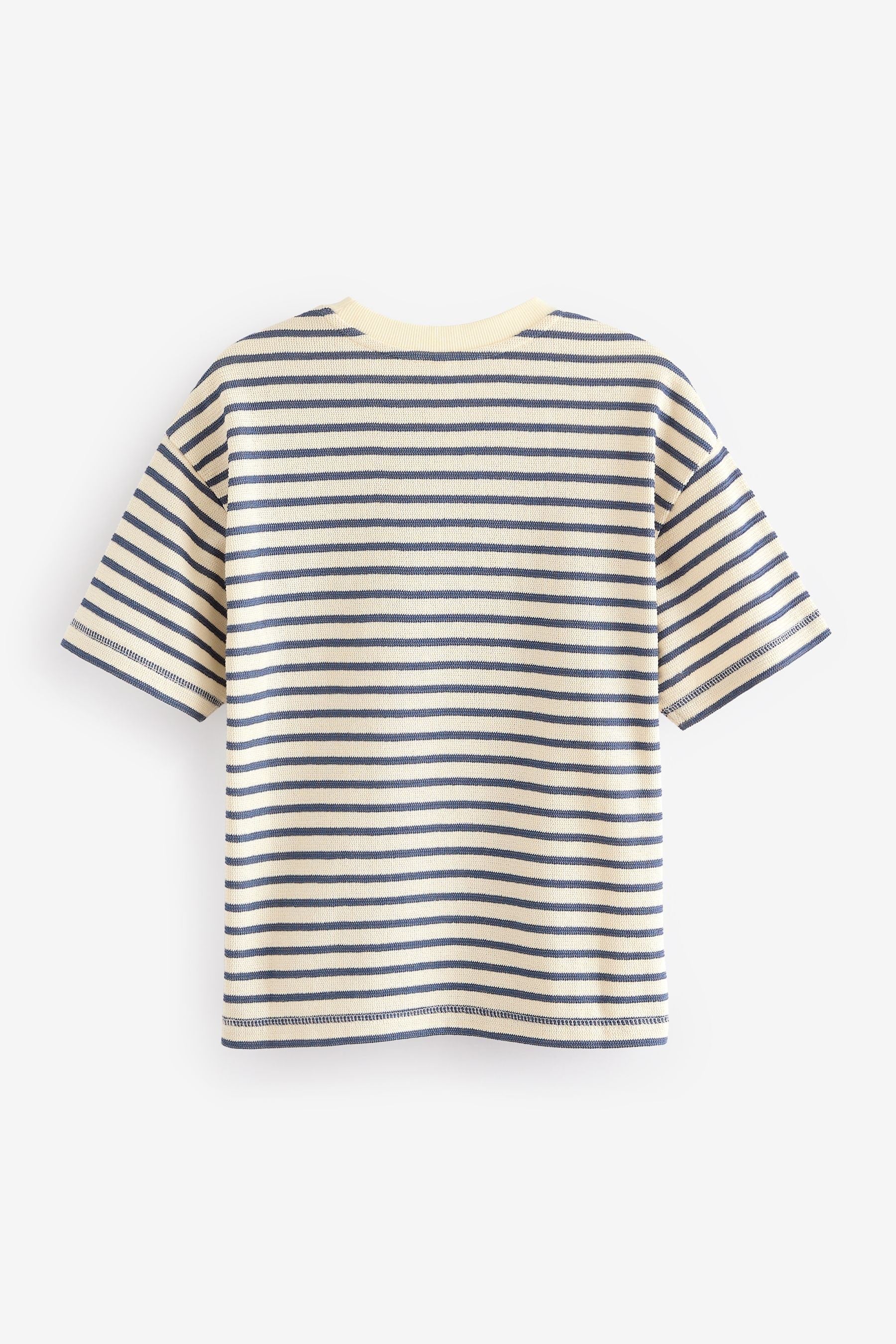 Ecru/Navy Stripe Relax Fit Textured T-Shirt (3-16yrs)