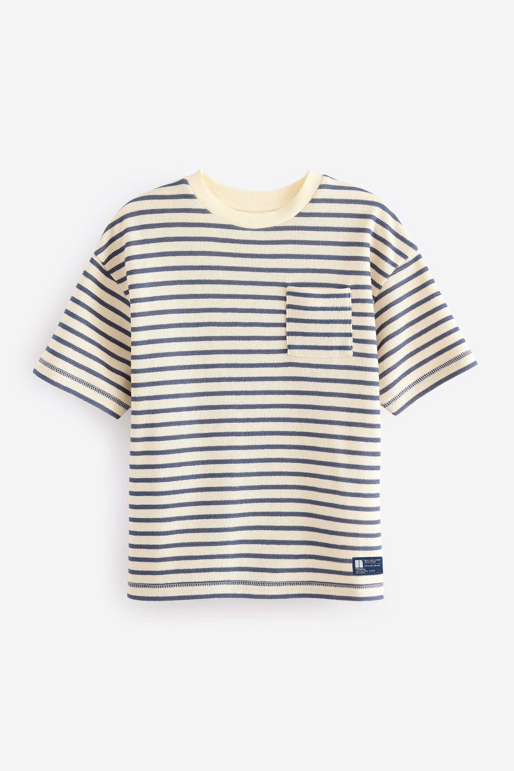 Ecru/Navy Stripe Relax Fit Textured T-Shirt (3-16yrs)