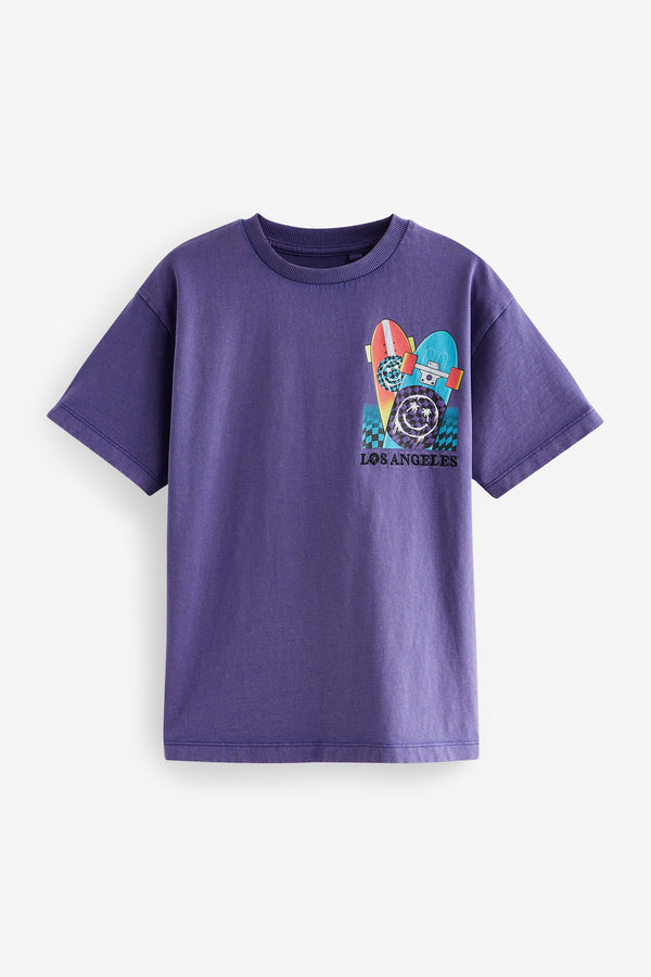 Purple Skate 100% Cotton Short Sleeve Graphic T-Shirt (3-16yrs)