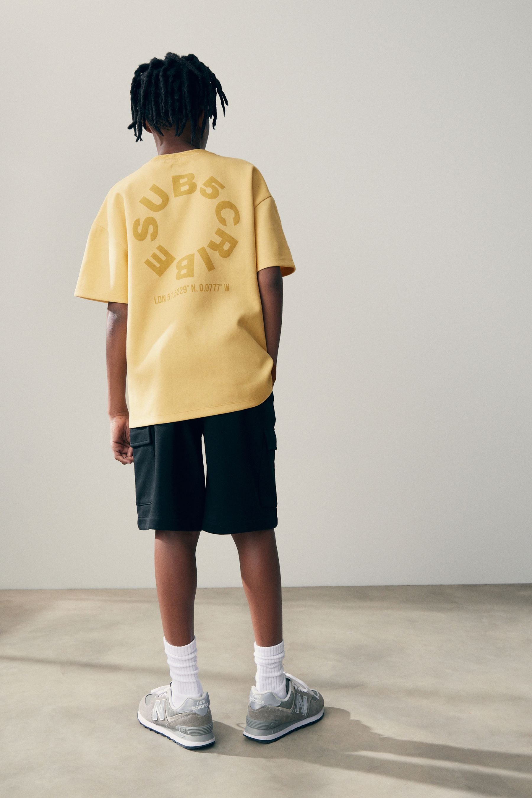 Yellow Buttermilk Subscribe BackPrint Relaxed Fit Heavyweight Short Sleeve T-Shirt (3-16yrs)