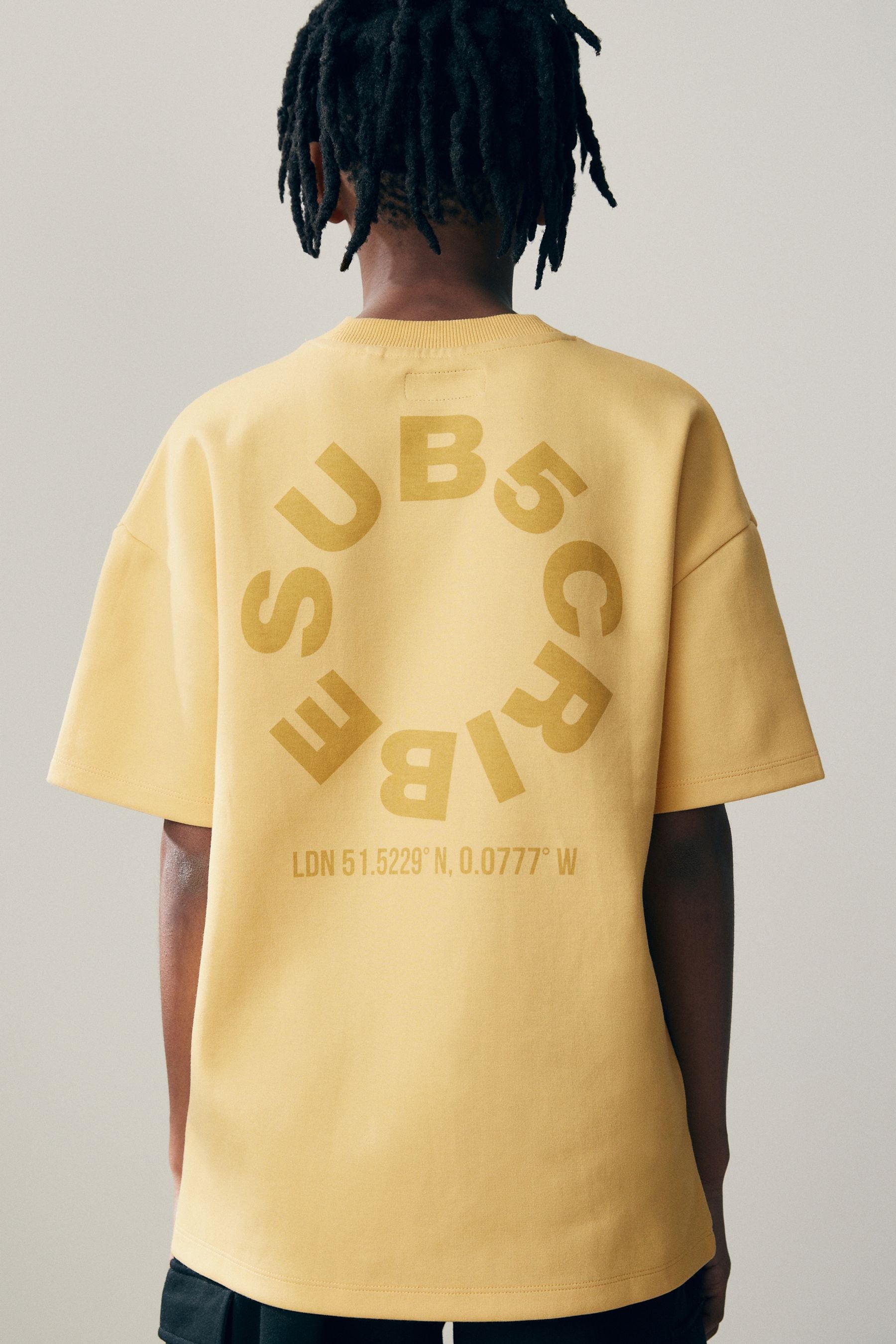 Yellow Buttermilk Subscribe BackPrint Relaxed Fit Heavyweight Short Sleeve T-Shirt (3-16yrs)