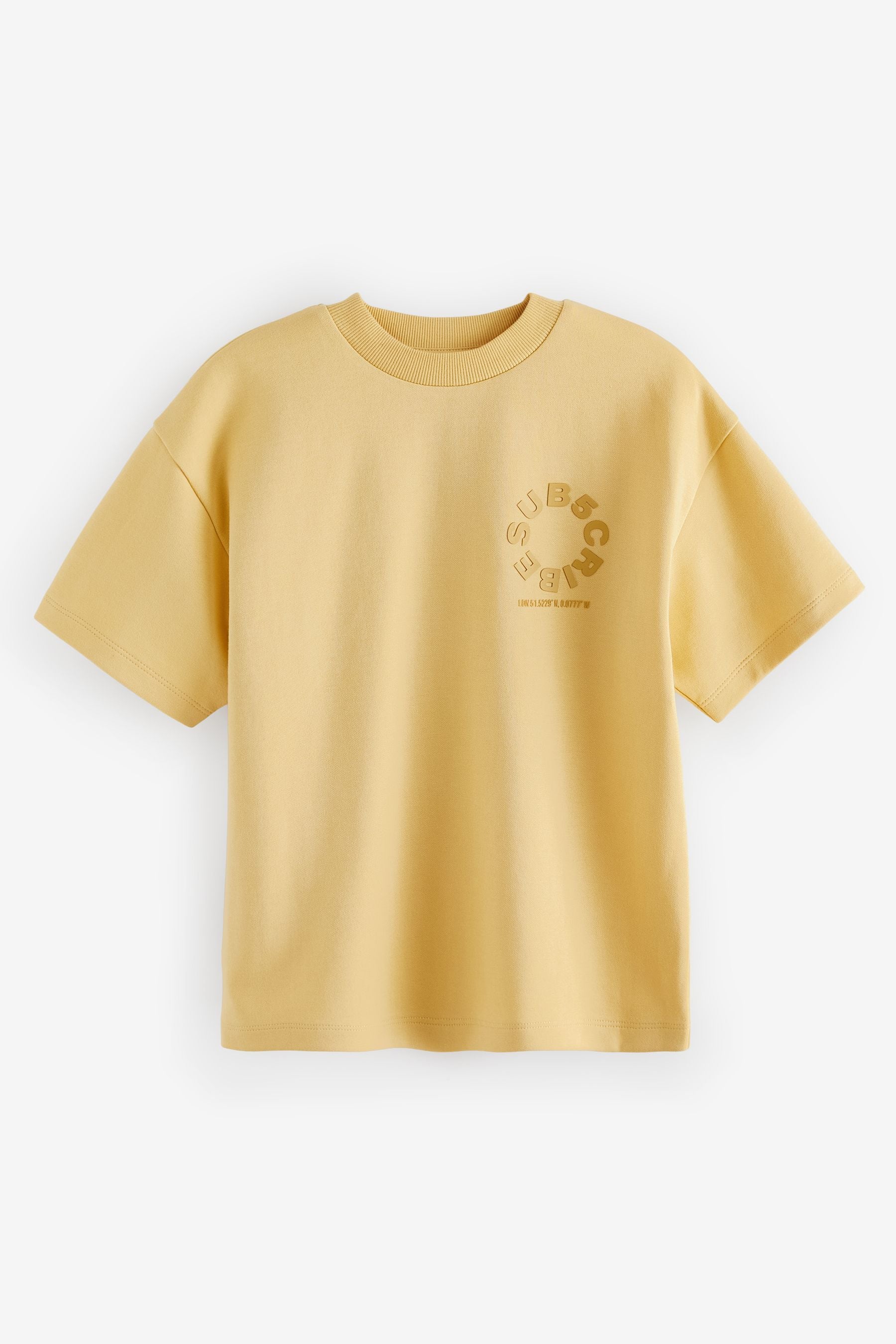 Yellow Buttermilk Subscribe BackPrint Relaxed Fit Heavyweight Short Sleeve T-Shirt (3-16yrs)