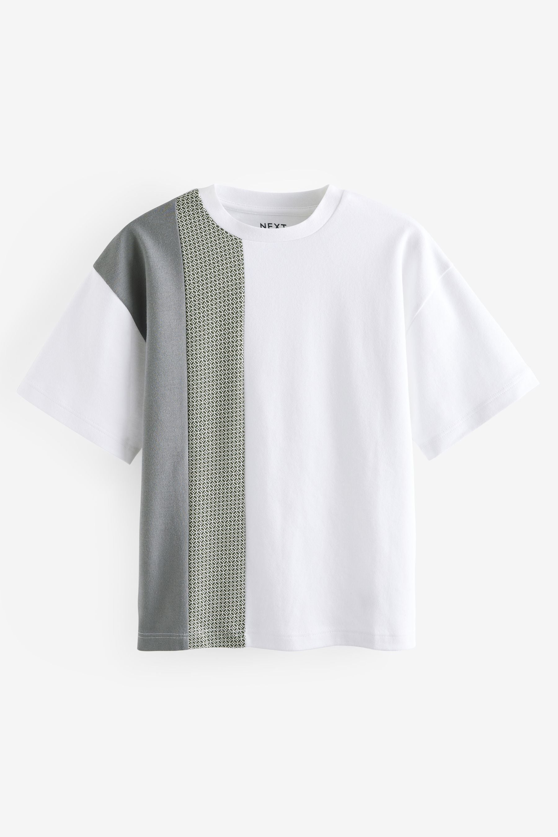 Cream/Grey Oversized Short Sleeve Colourblock T-Shirt (3-16yrs)