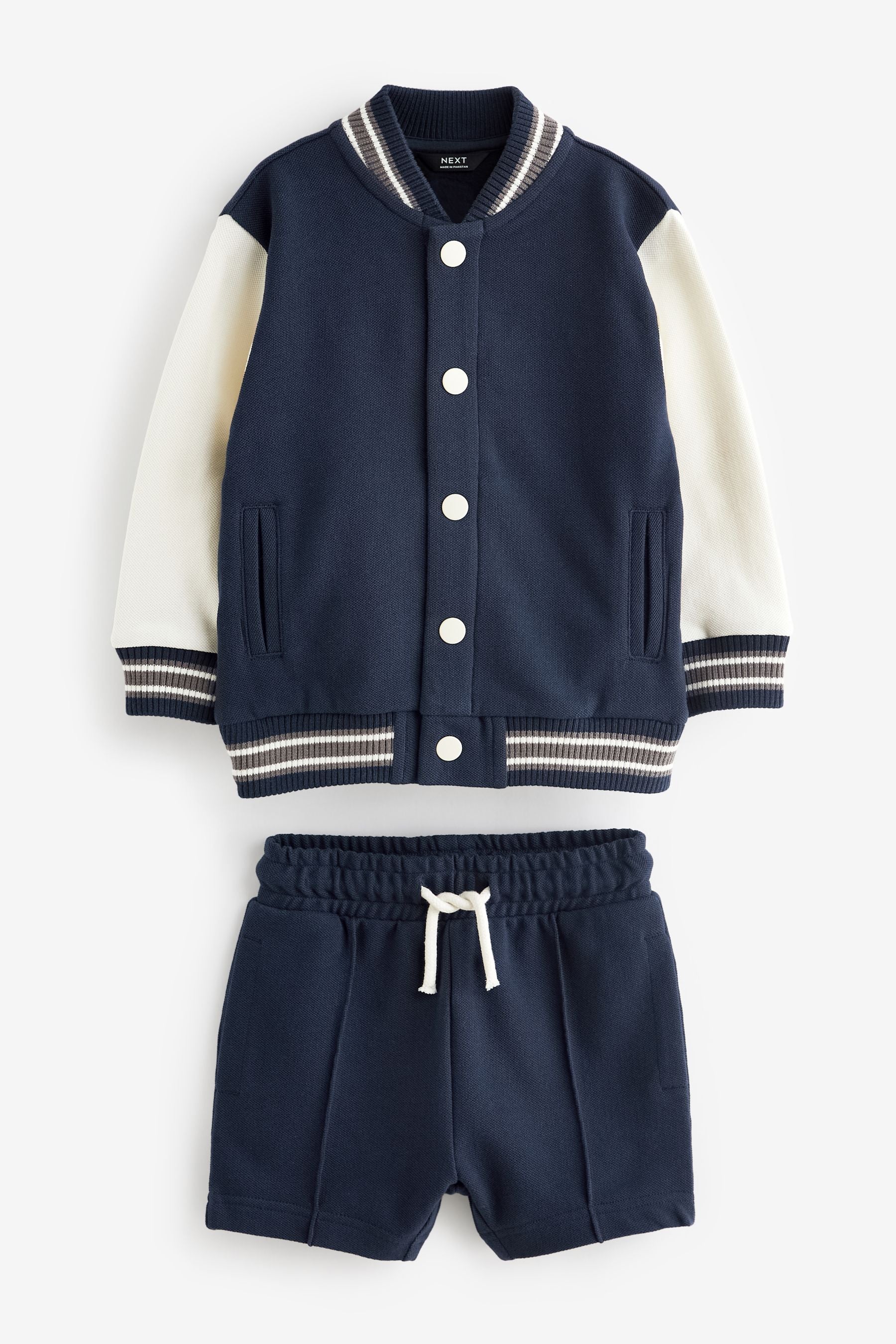 Navy Blue Letterman and Shorts Set (3mths-7yrs)