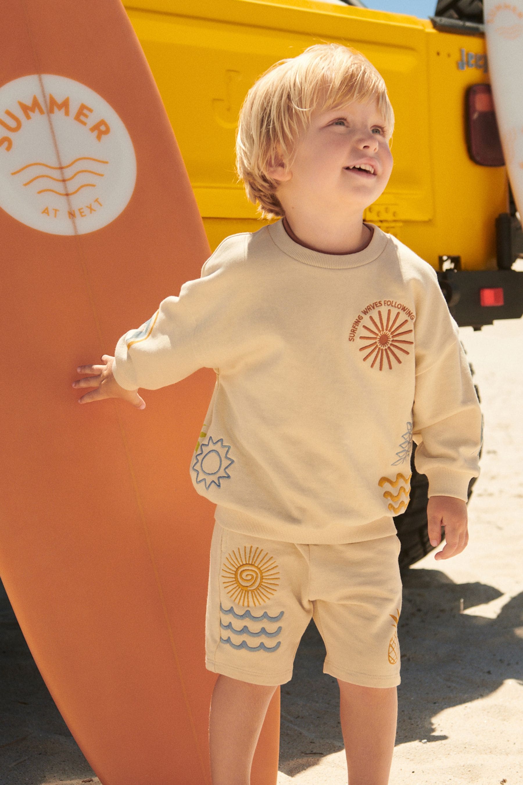 Stone Summer Jersey Crew Neck Sweatshirt and Short Set (3mths-7yrs)