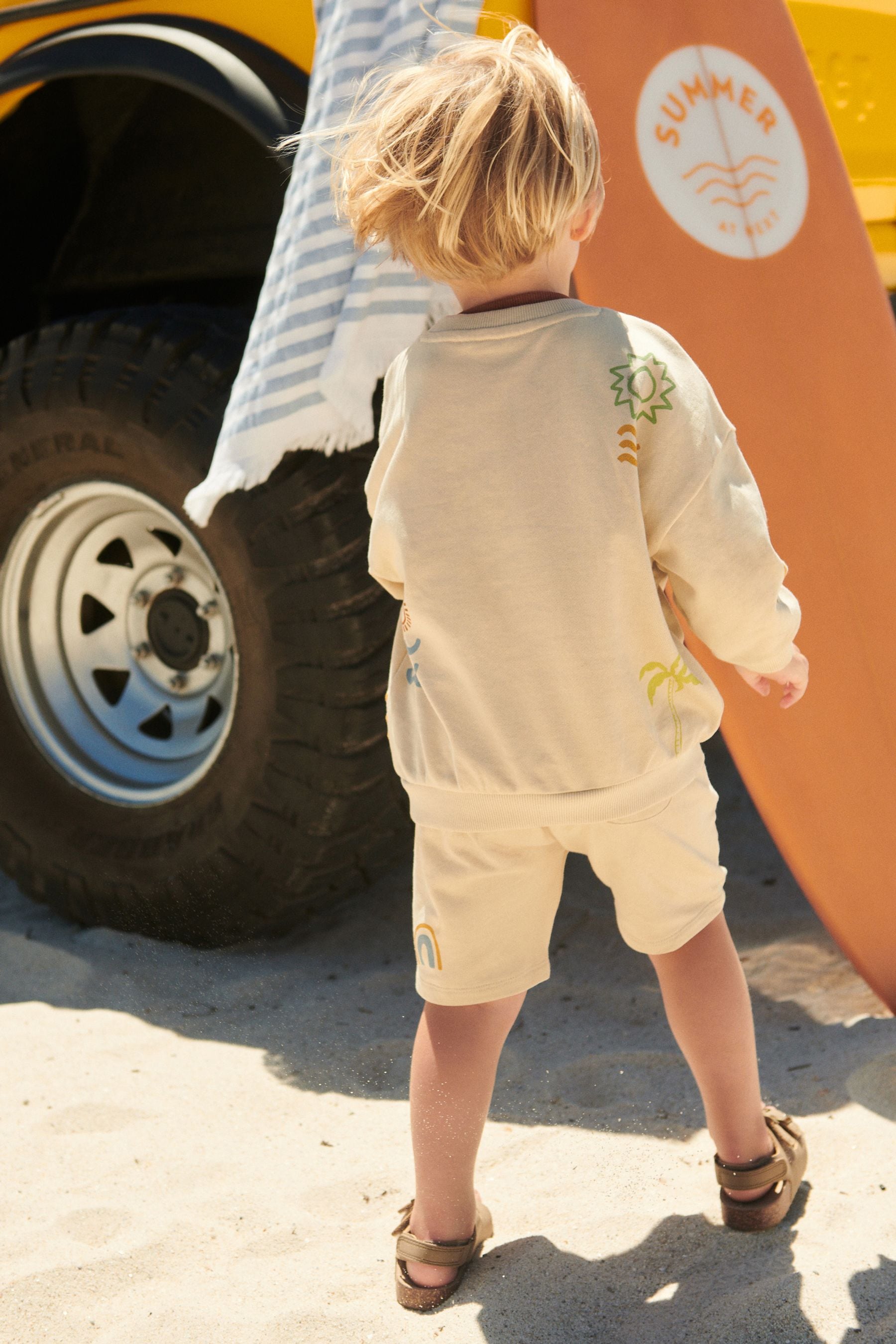 Stone Summer Jersey Crew Neck Sweatshirt and Short Set (3mths-7yrs)