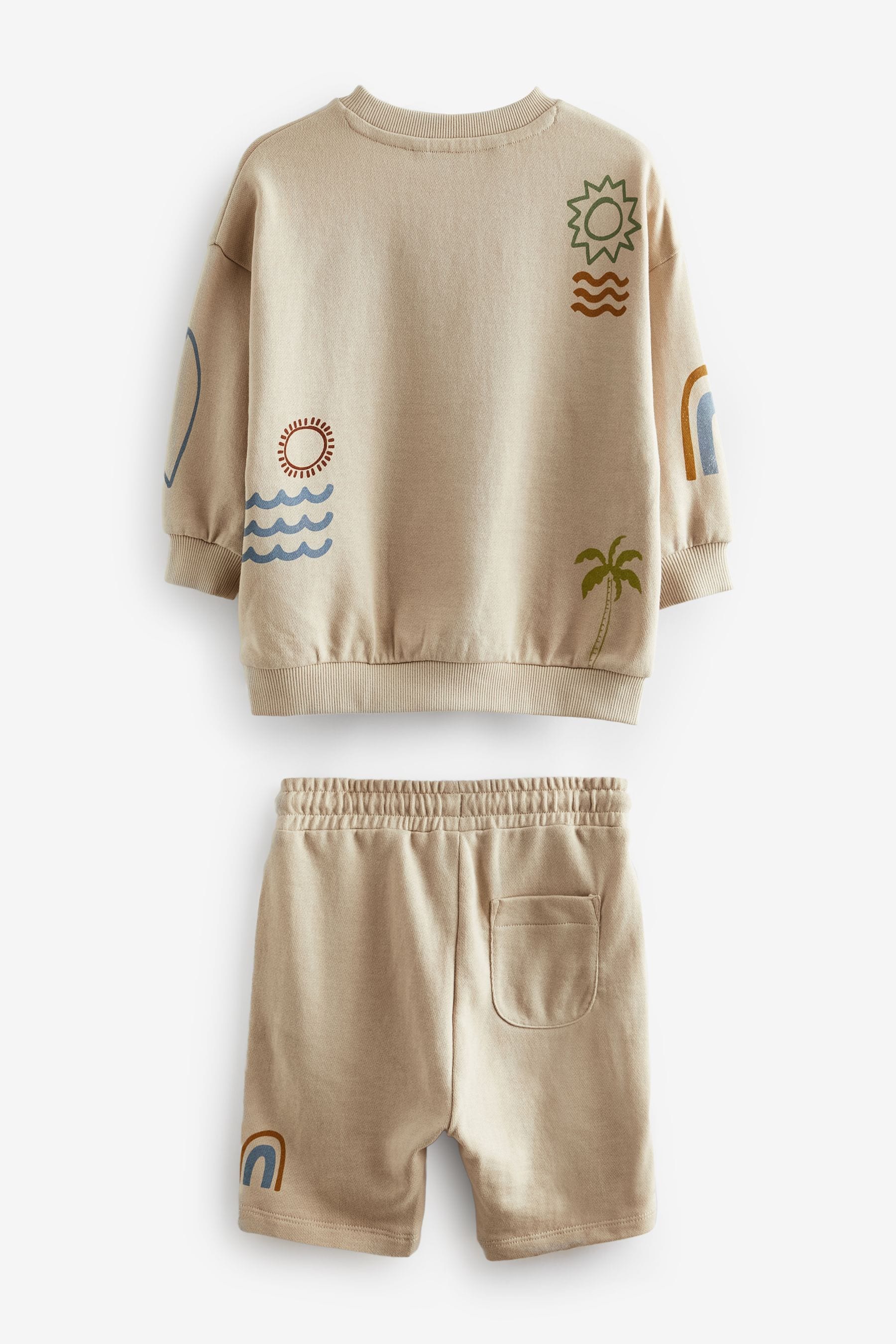 Stone Summer Jersey Crew Neck Sweatshirt and Short Set (3mths-7yrs)