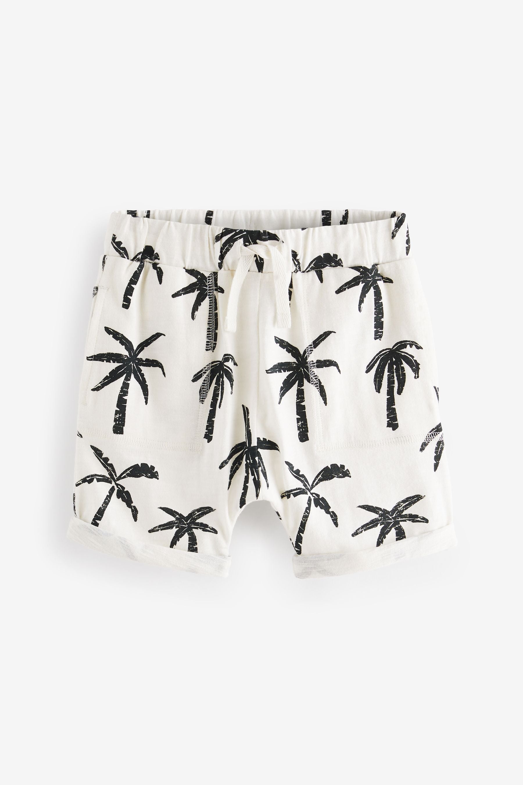 Monochrome Palm Trees All Over Print Lightweight Jersey Shorts 3 Pack (3mths-7yrs)