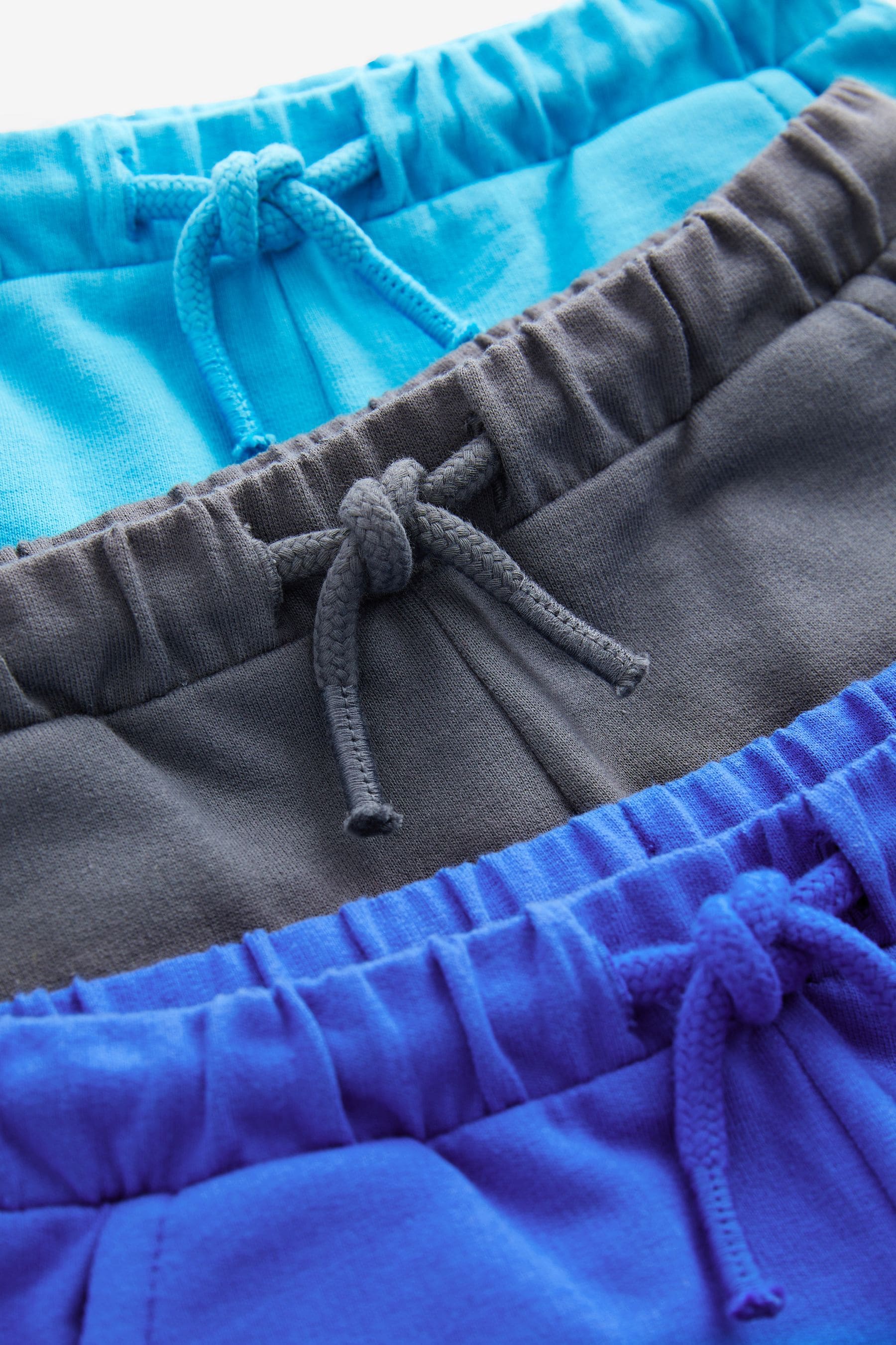 Blue/Teal/Mineral 100% Cotton Jersey Shorts 3 Pack (3mths-7yrs)