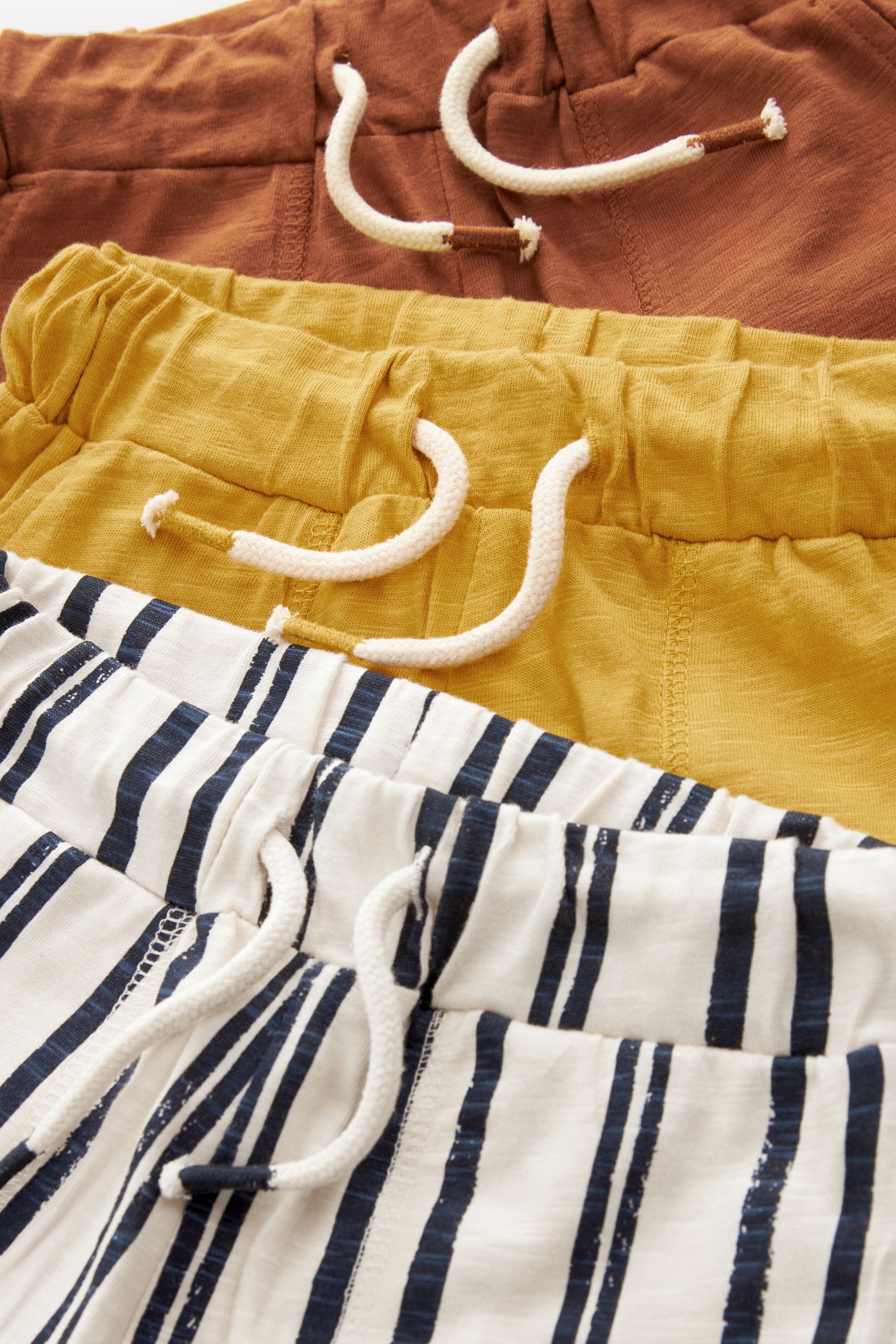 Ochre Yellow Stripe All Over Print Lightweight Jersey Shorts 3 Pack (3mths-7yrs)