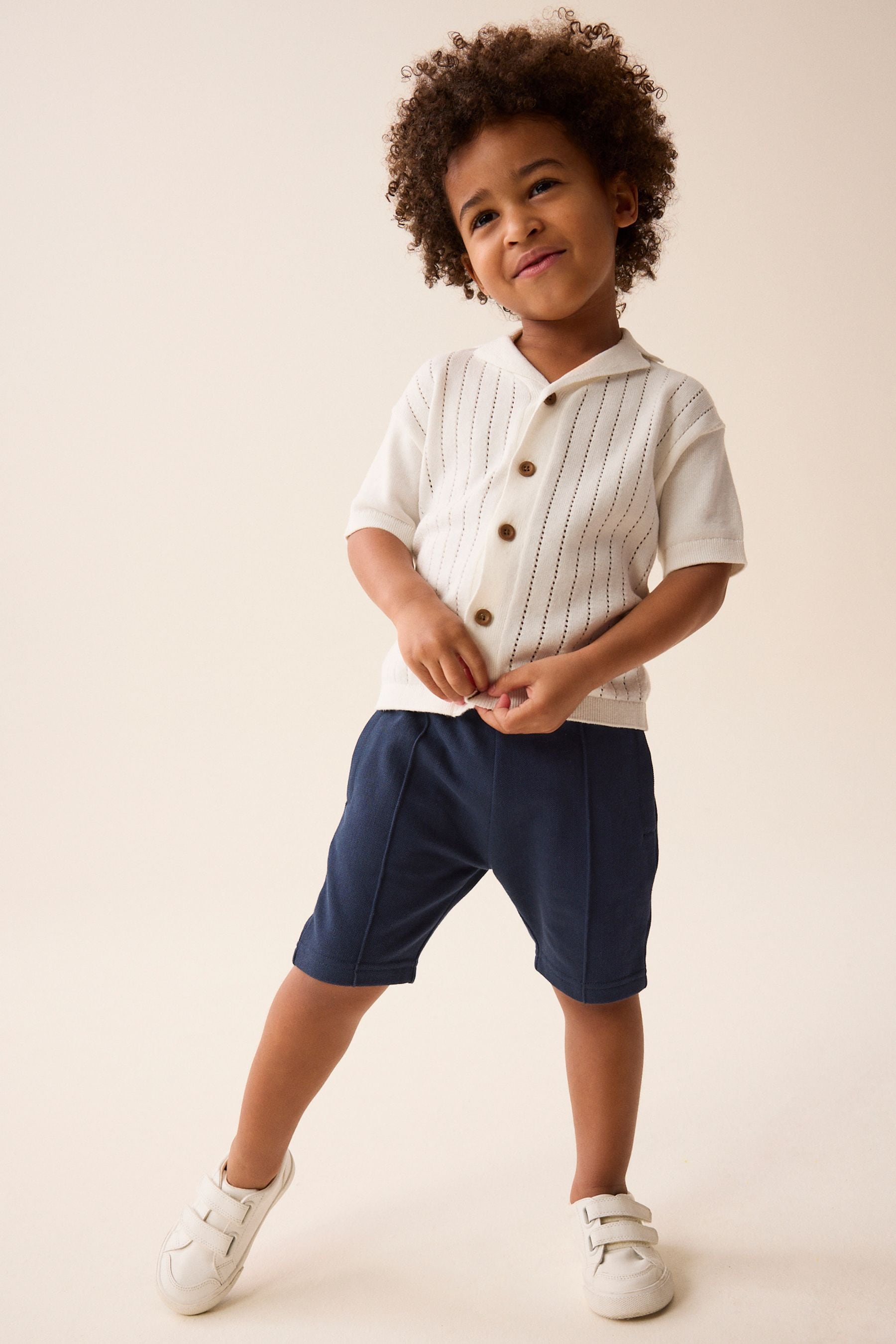 Navy Blue Pintuck Shorts (3mths-7yrs)