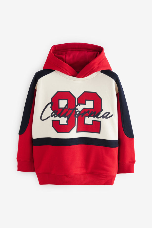 Red Varsity Colourblock Hoodie (3-16yrs)