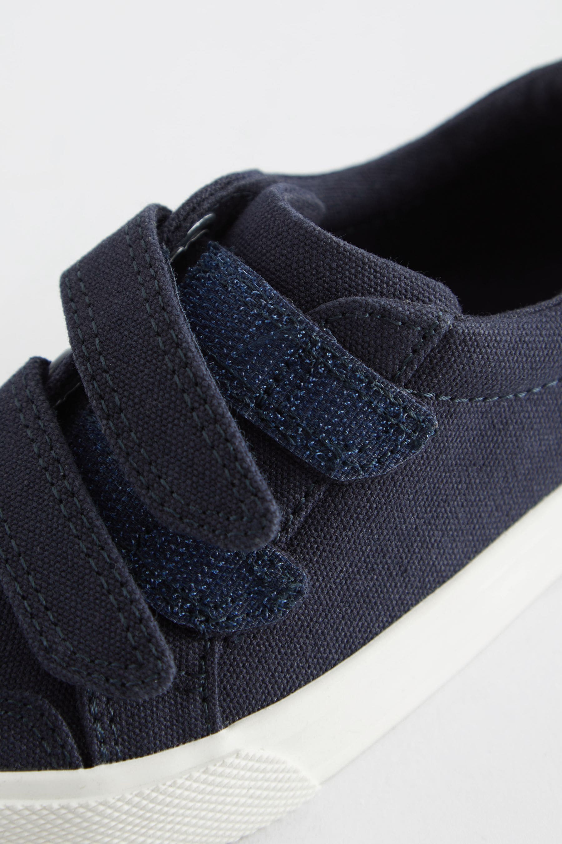 Navy Canvas Two Strap Touch Fastening Trainers