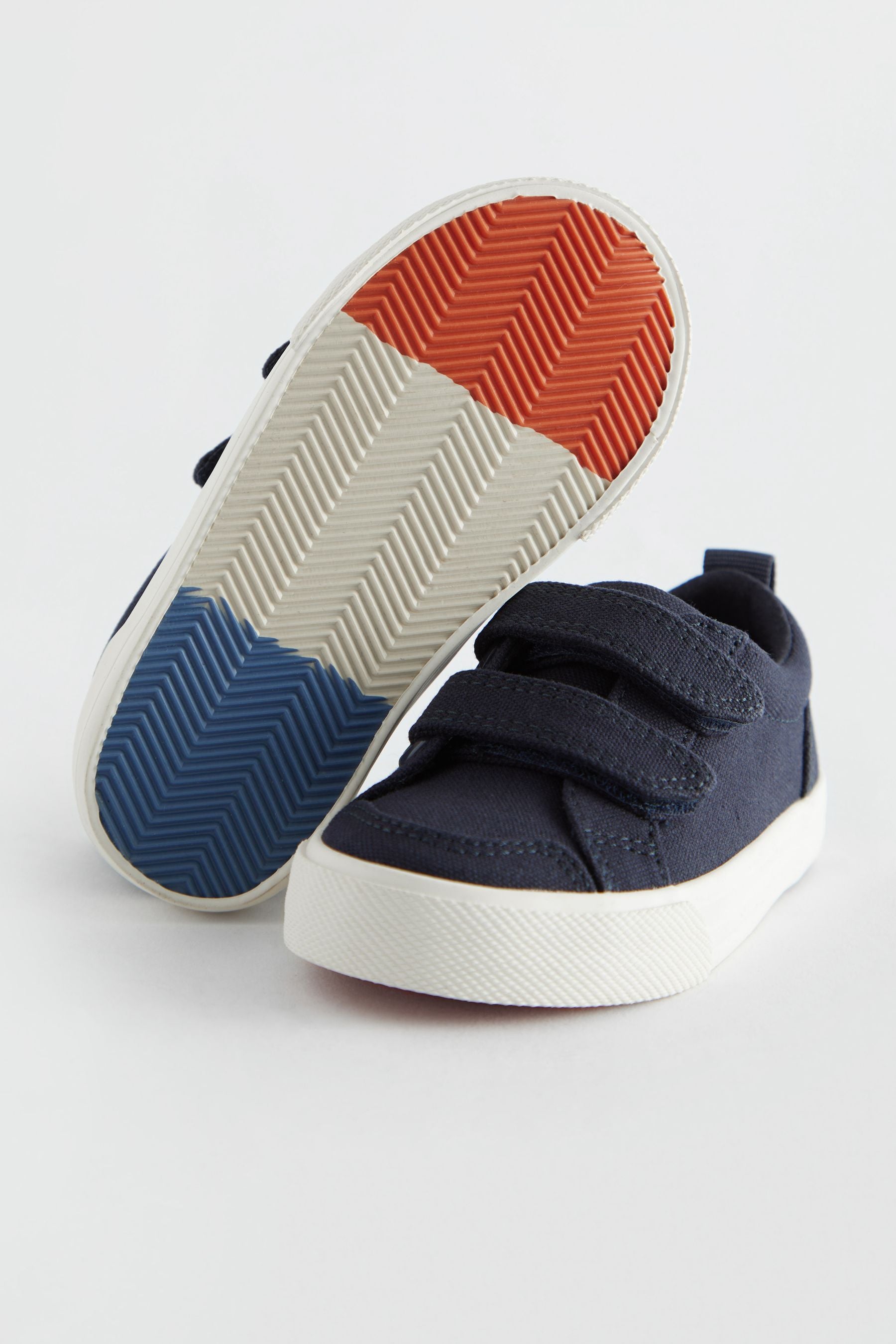 Navy Canvas Two Strap Touch Fastening Trainers