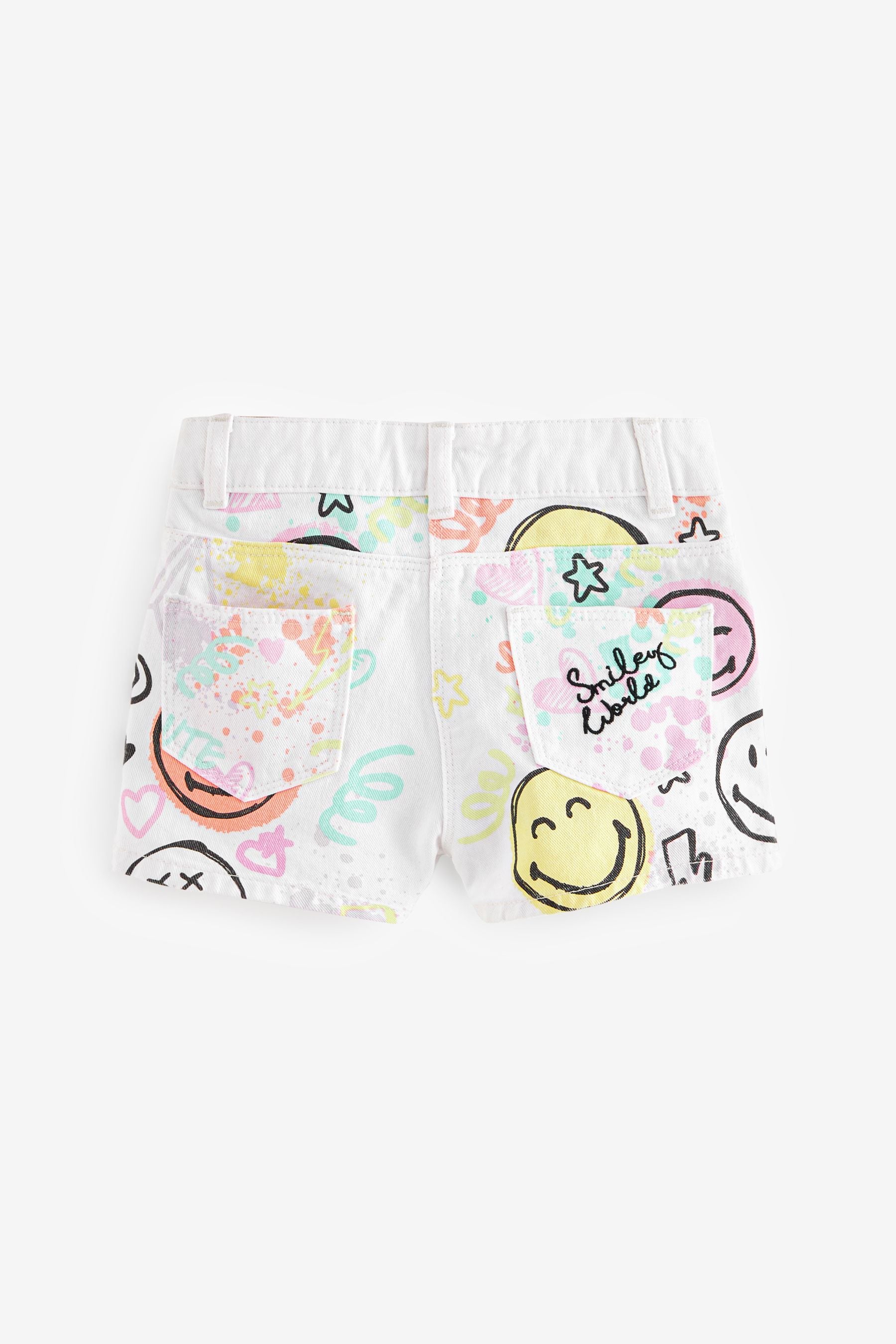 Chalk White Demin Smileyworld Frayed Edge Shorts (3-16yrs)