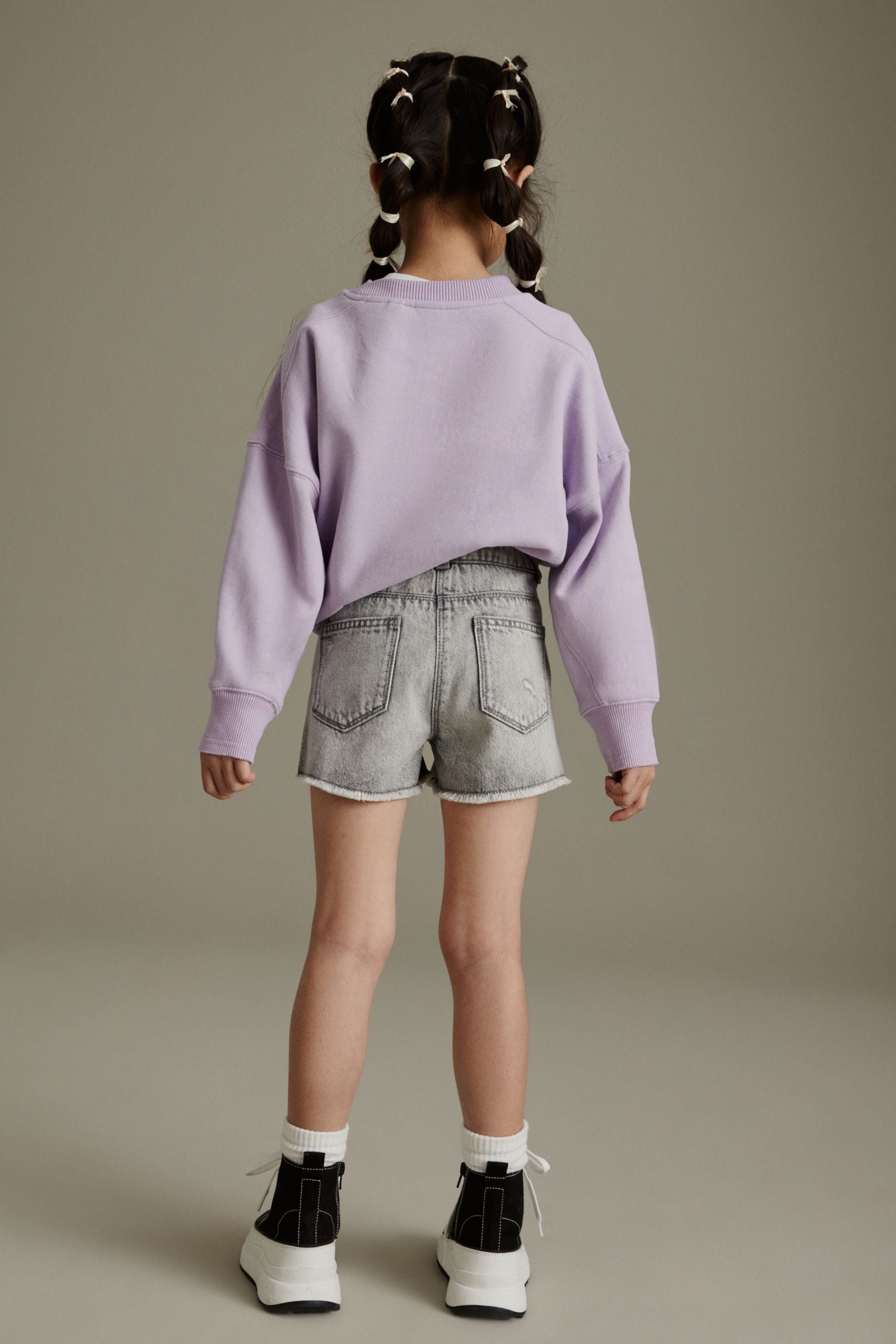 Grey Frayed Edge Distressed Shorts (3-16yrs)