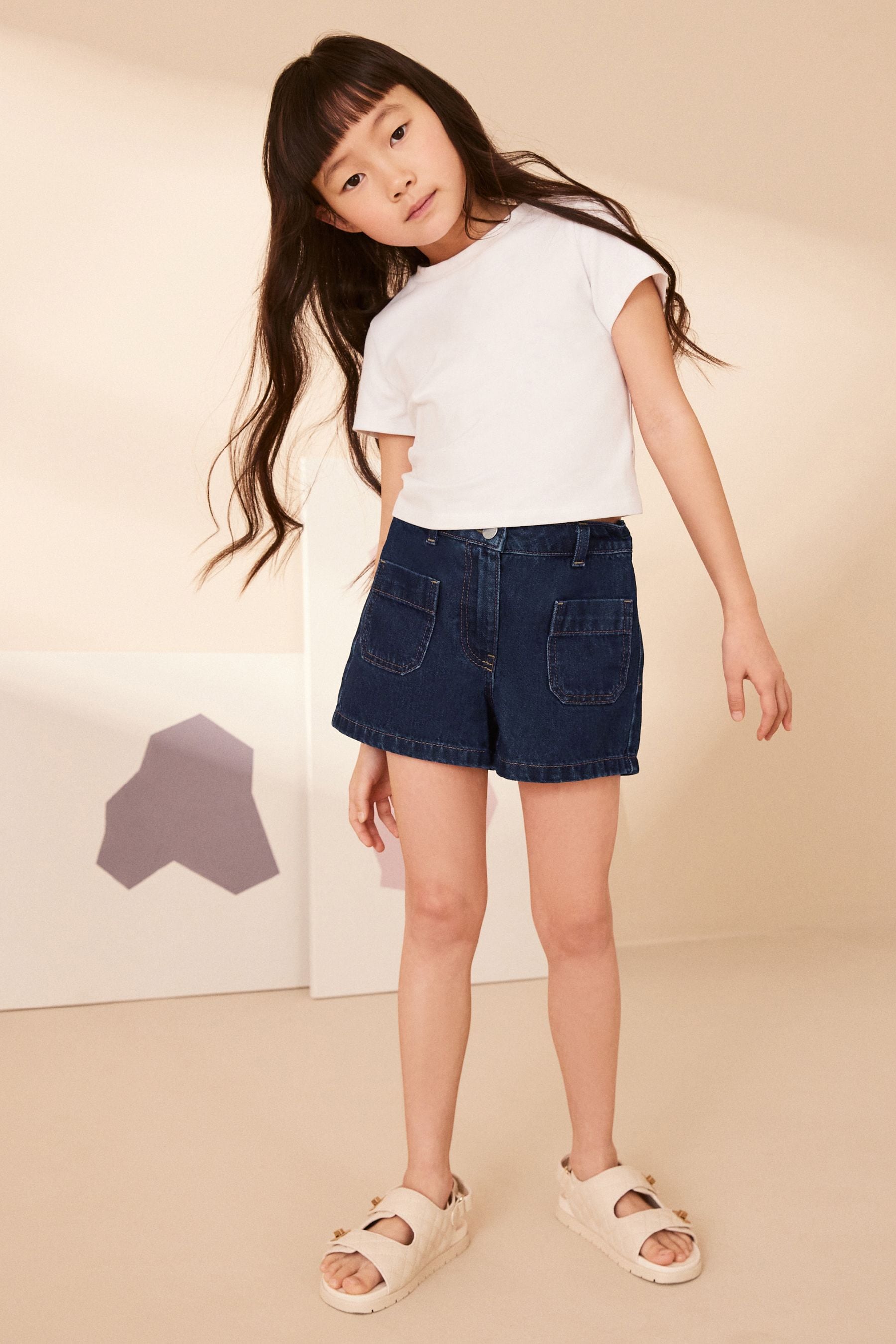 Dark Blue Pocket Denim Shorts (3-16yrs)